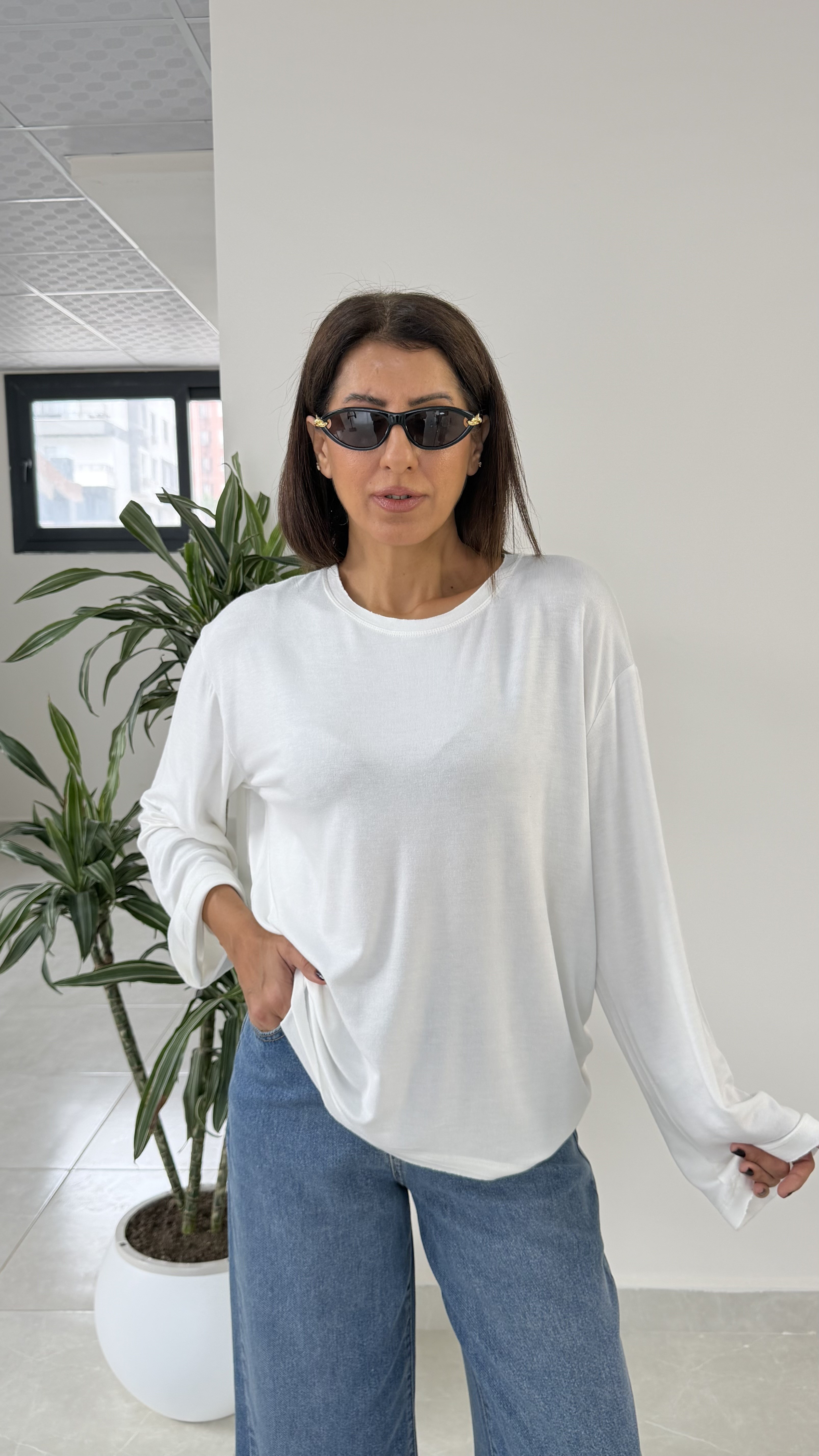  Çilek kumaş Bisiklet yaka Bluz Ekru