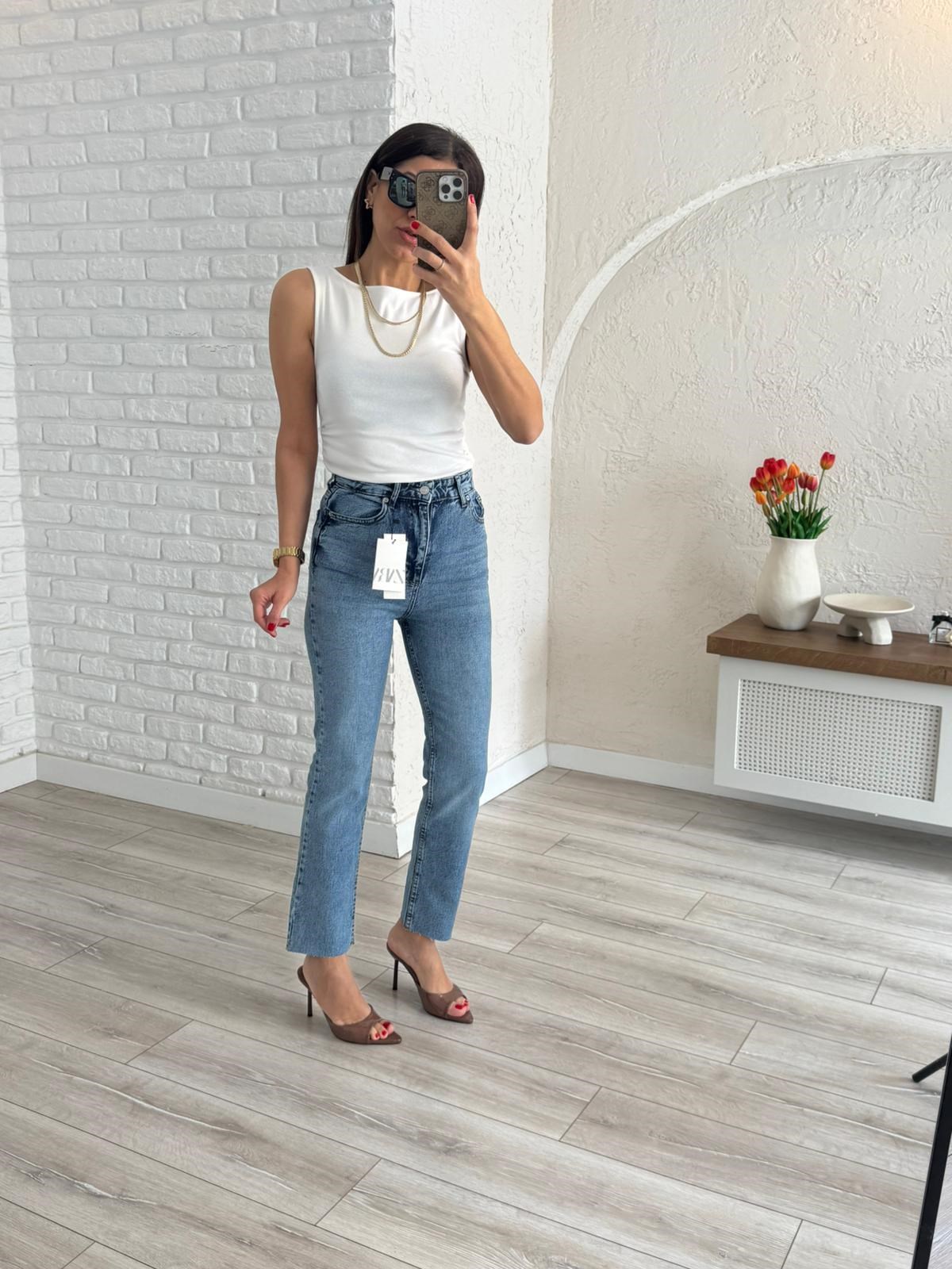 Premium Kalite Yüksek Bel Boyfit Jean  Açık Mavi