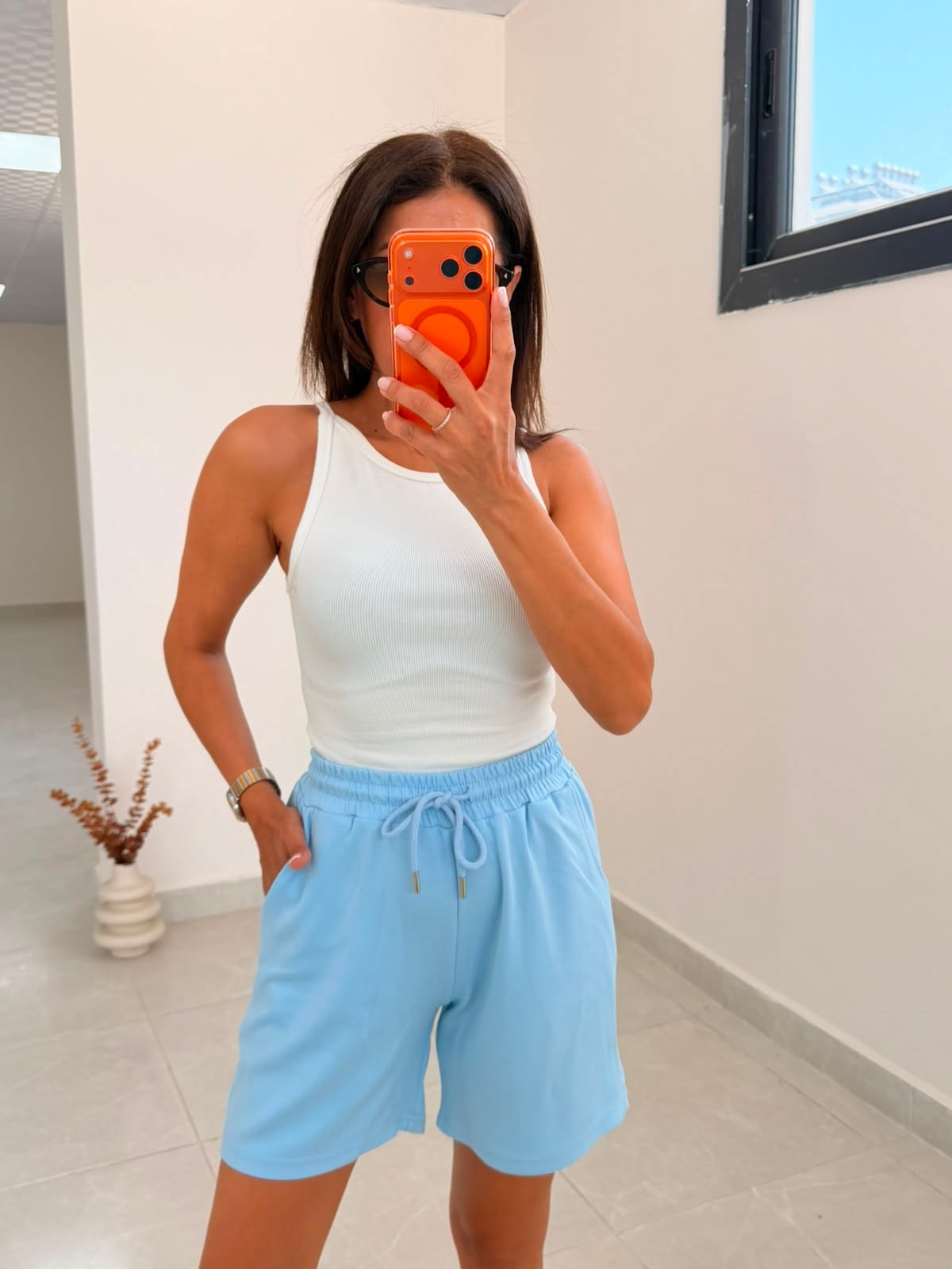 Bel Lastikli Modal Kumaş Basic Şort Bebe Mavi