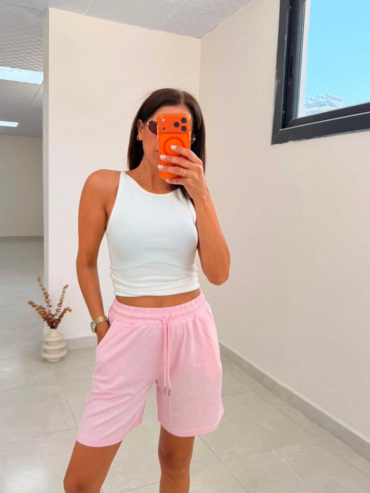 Bel Lastikli Modal Kumaş Basic Şort Pembe