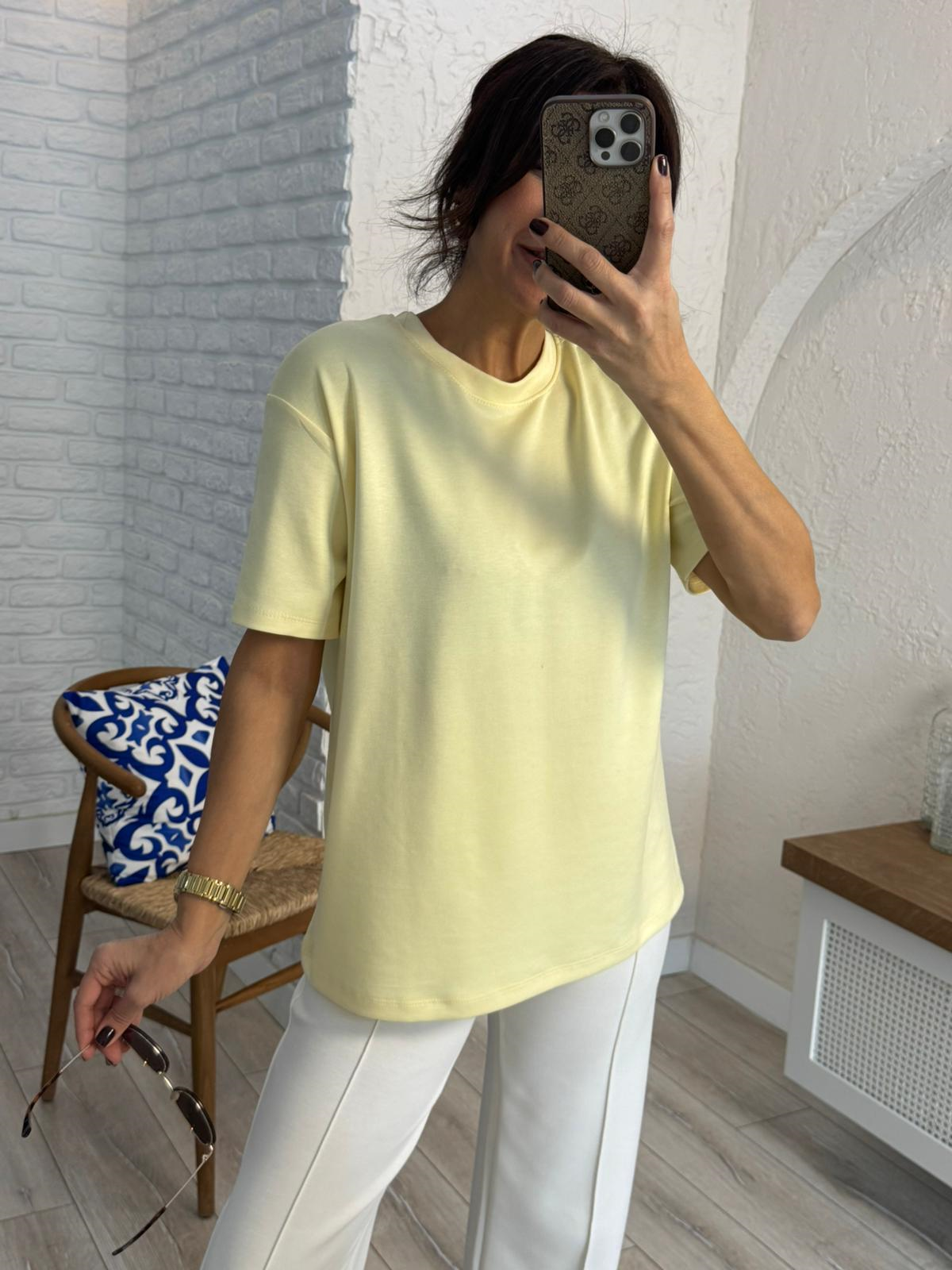 Bisiklet Yaka Modal Kumaş Tişört Sarı