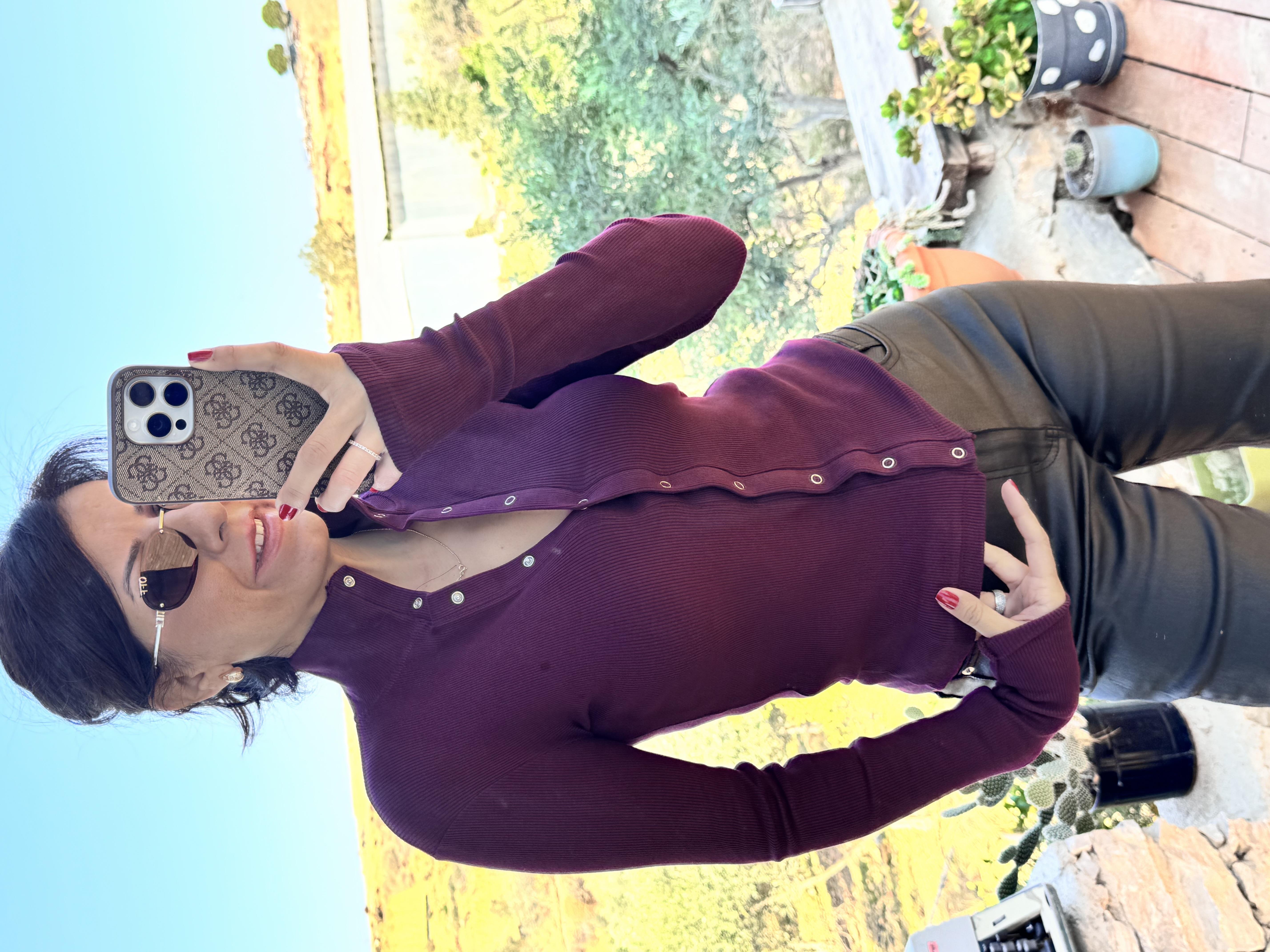 Boğazlı Çıtçıtlı Bluz Bordo