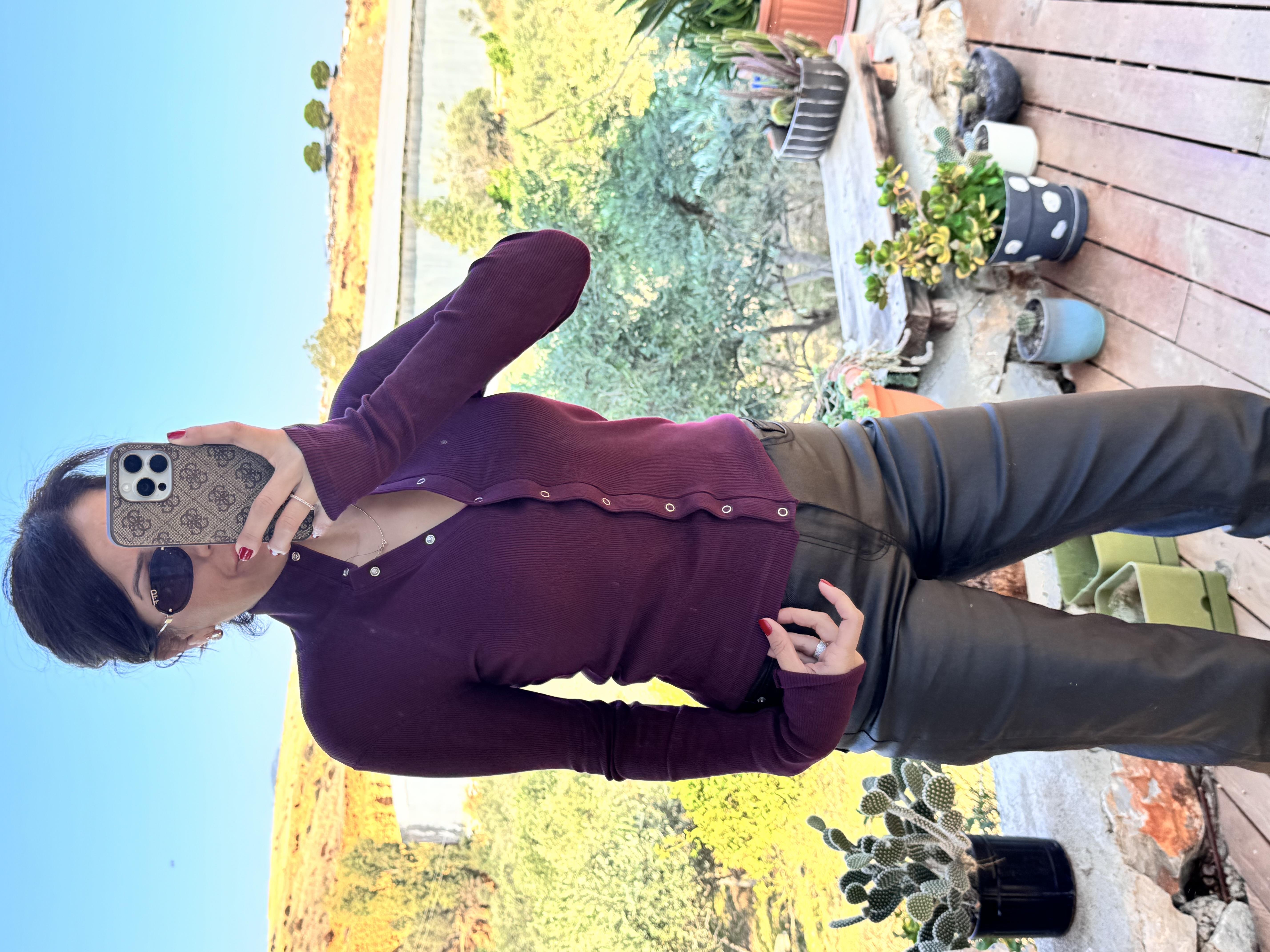 Boğazlı Çıtçıtlı Bluz Bordo
