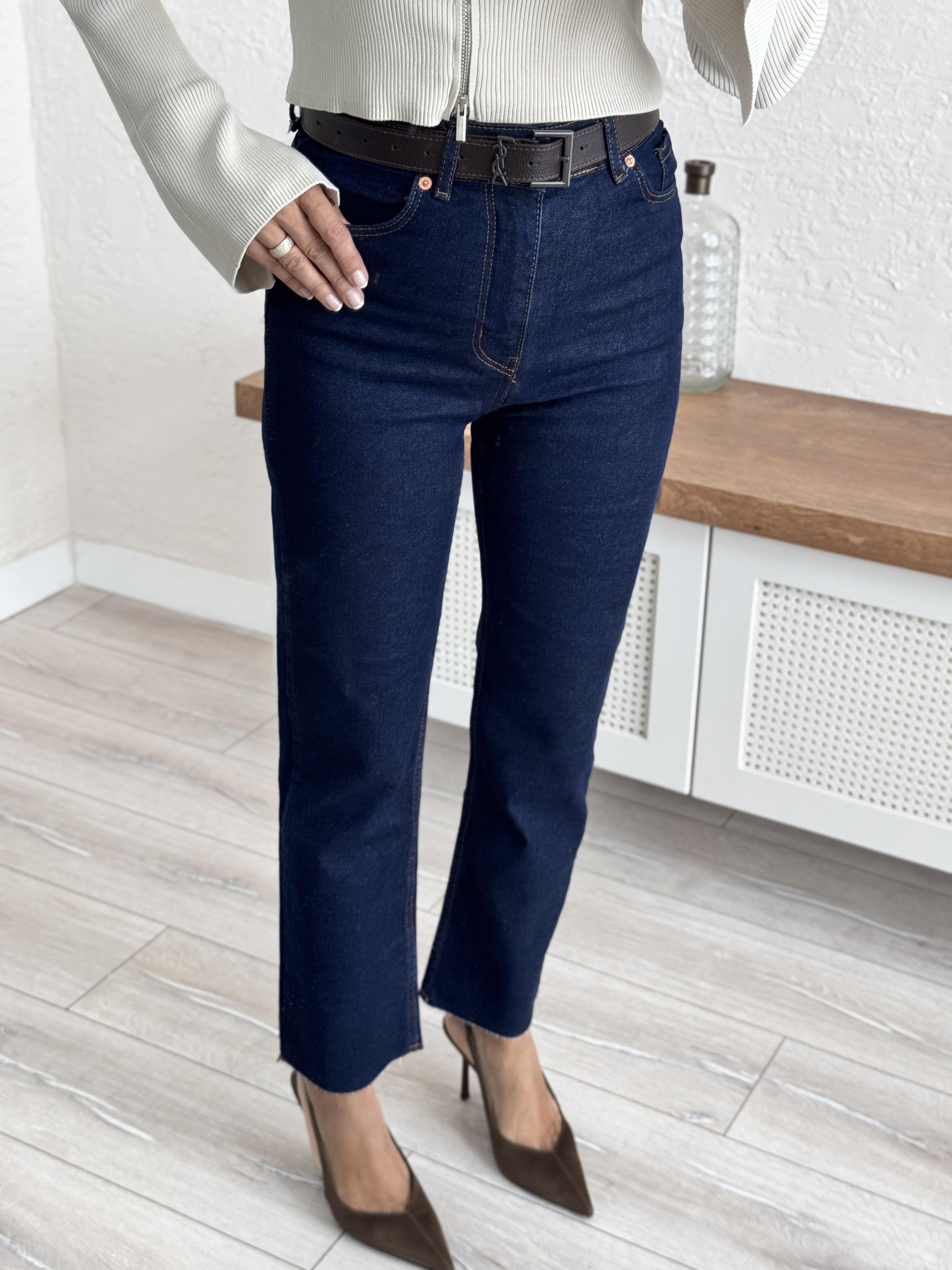 Boyfit Kesik Paça jean Lacivert