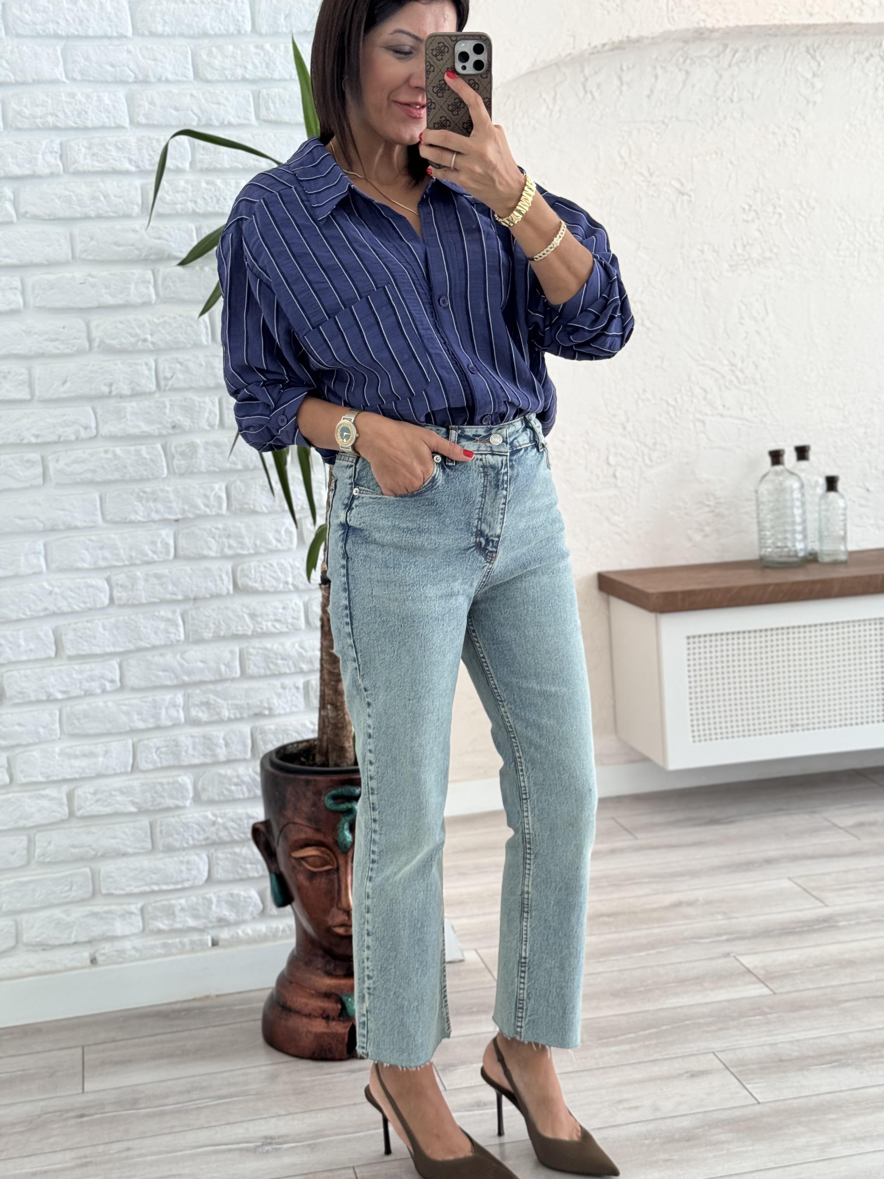Boyfit Kesik Paça Tİnt Yeşili Jean