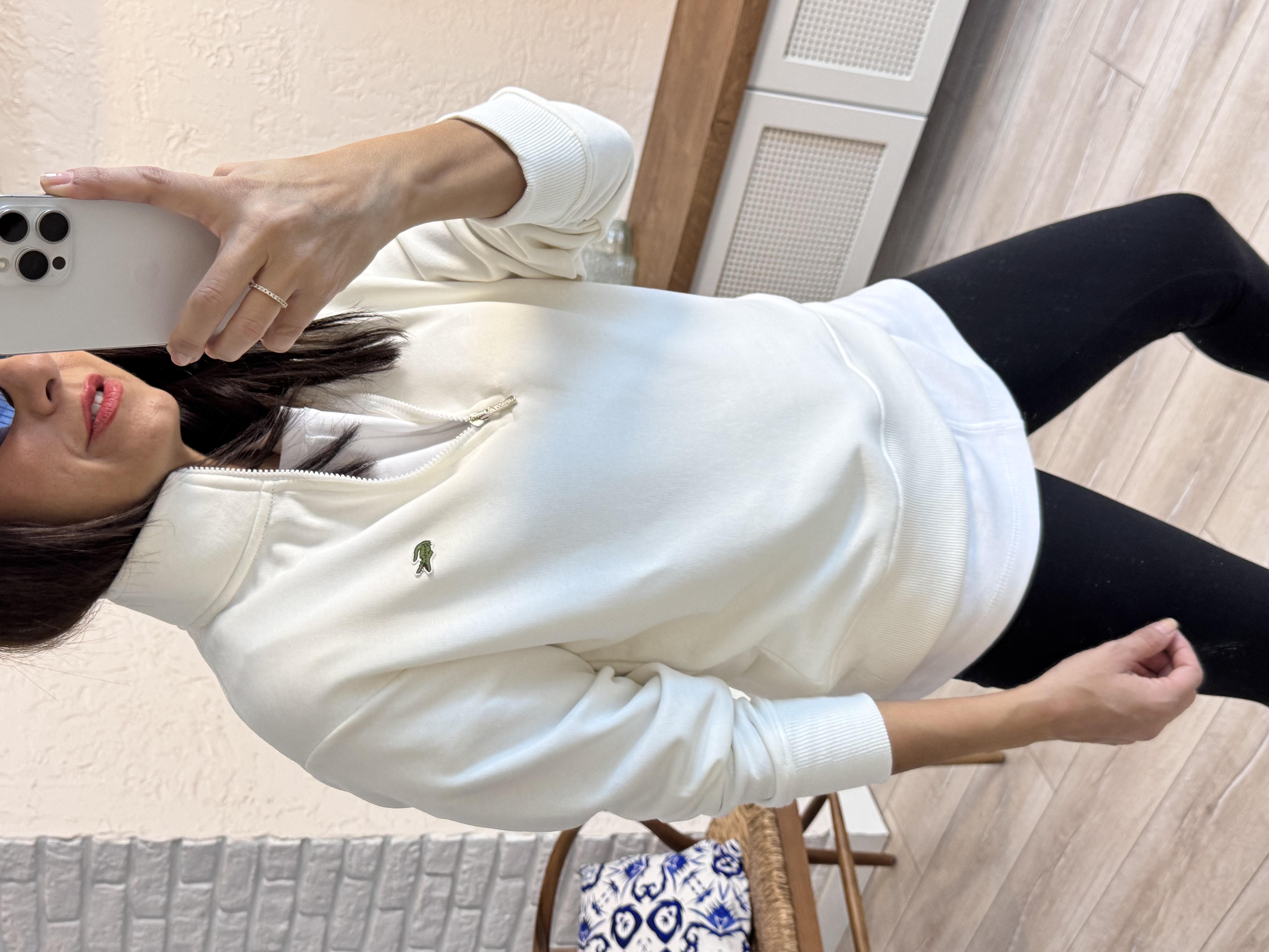 Dik yakalı Yarım Fermuarlı Sweat Ekru