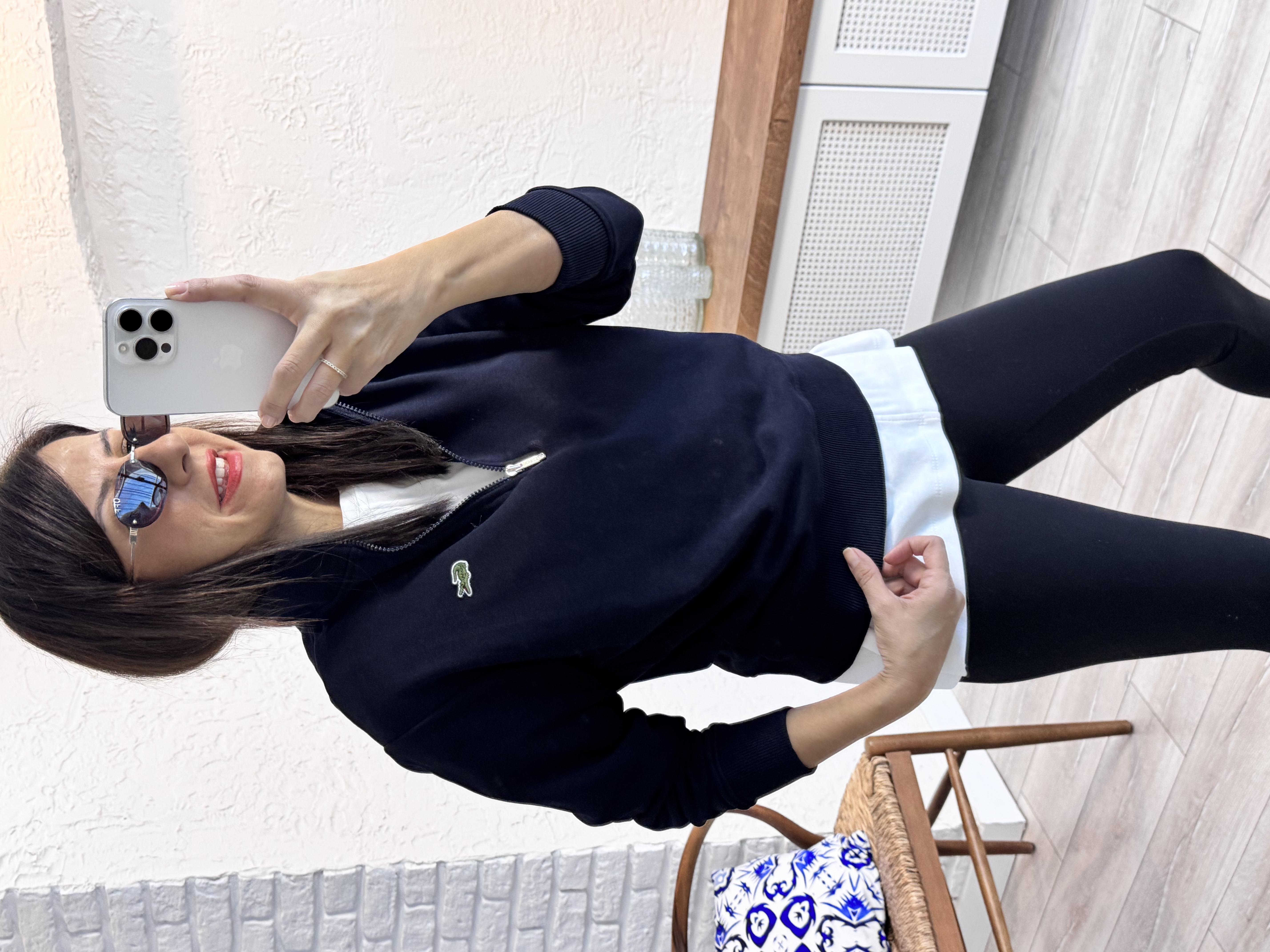 Dik yakalı Yarım Fermuarlı Sweat Lacivert