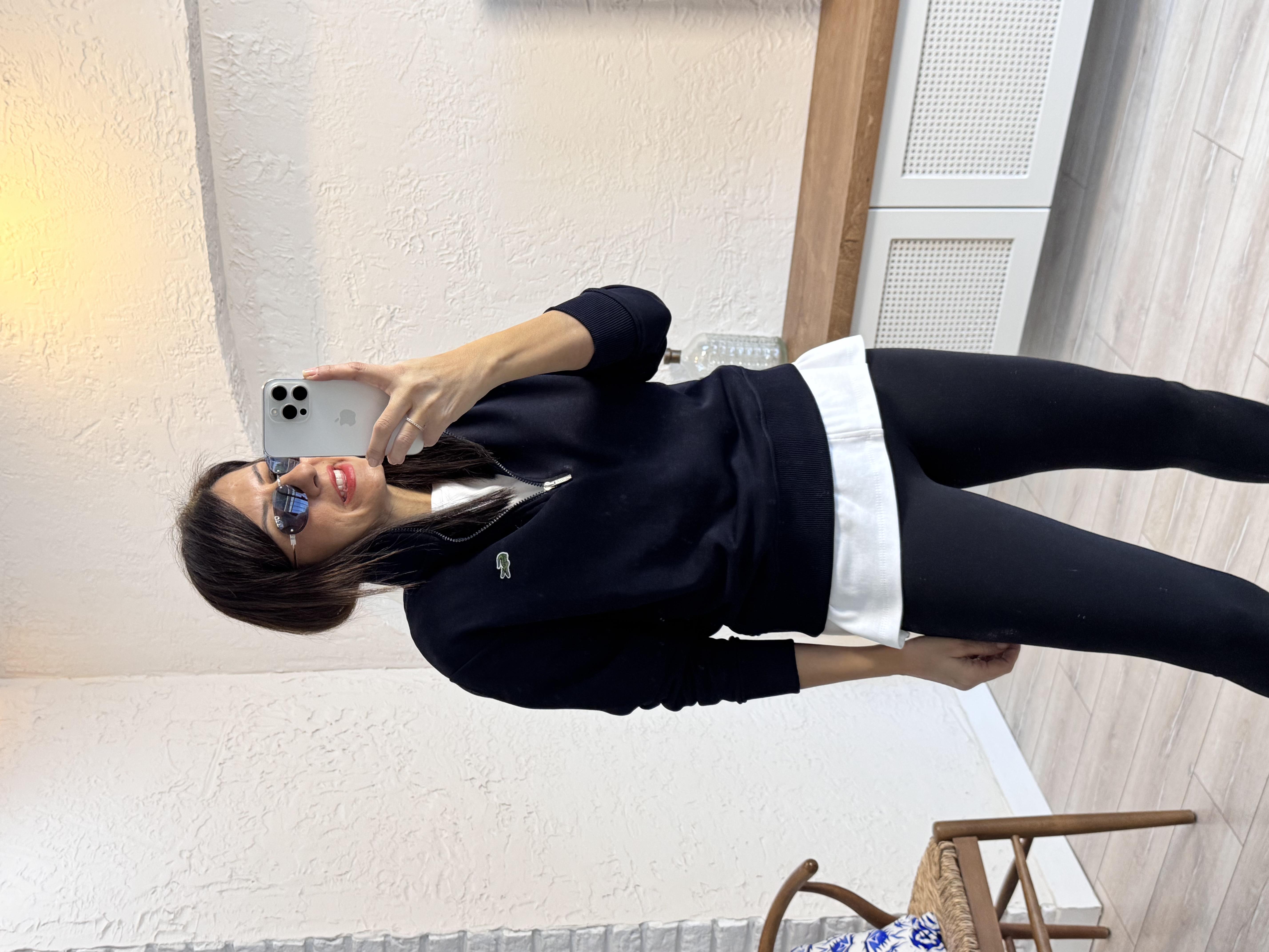 Dik yakalı Yarım Fermuarlı Sweat Lacivert
