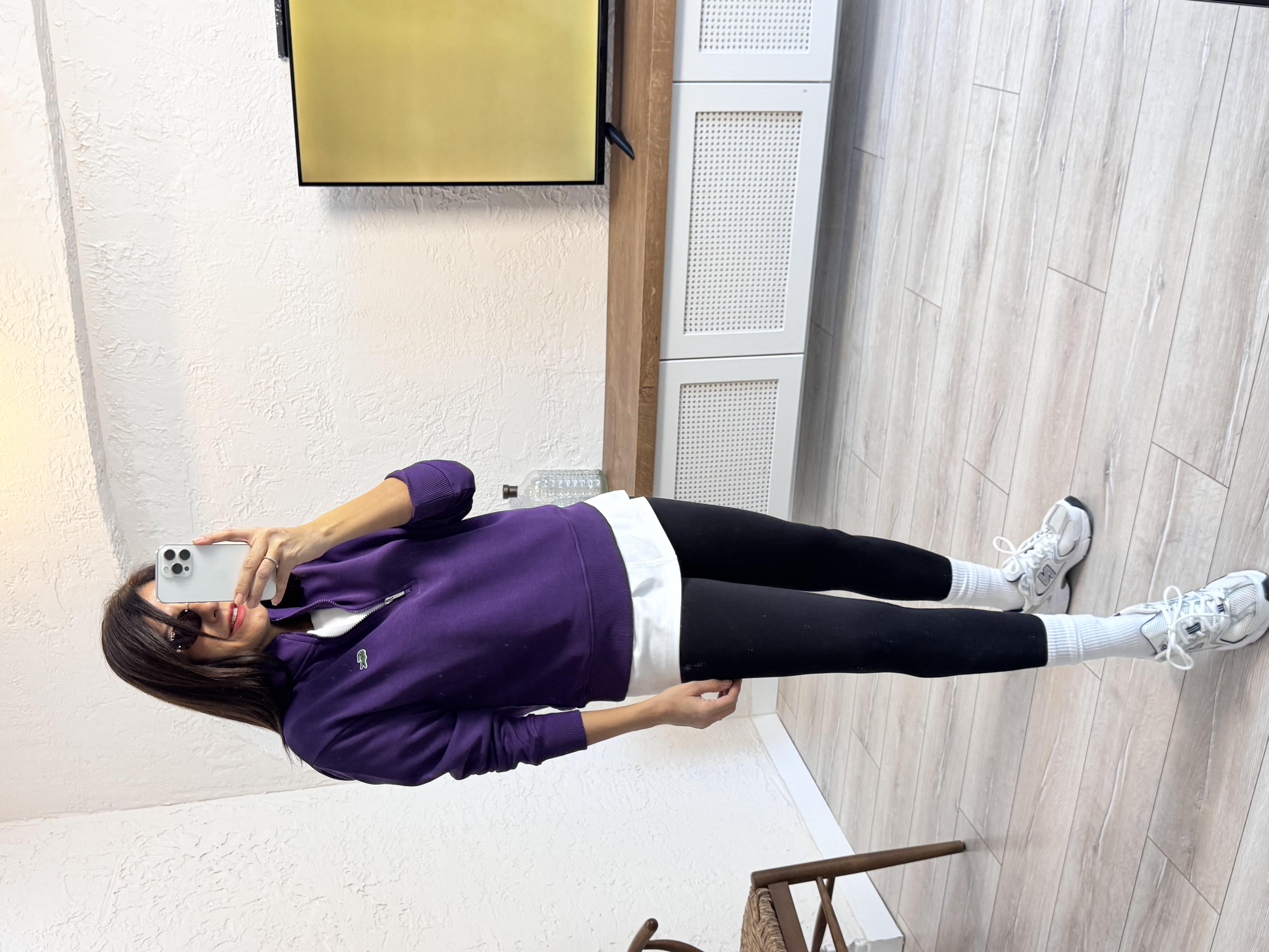 Dik yakalı Yarım Fermuarlı Sweat Mor