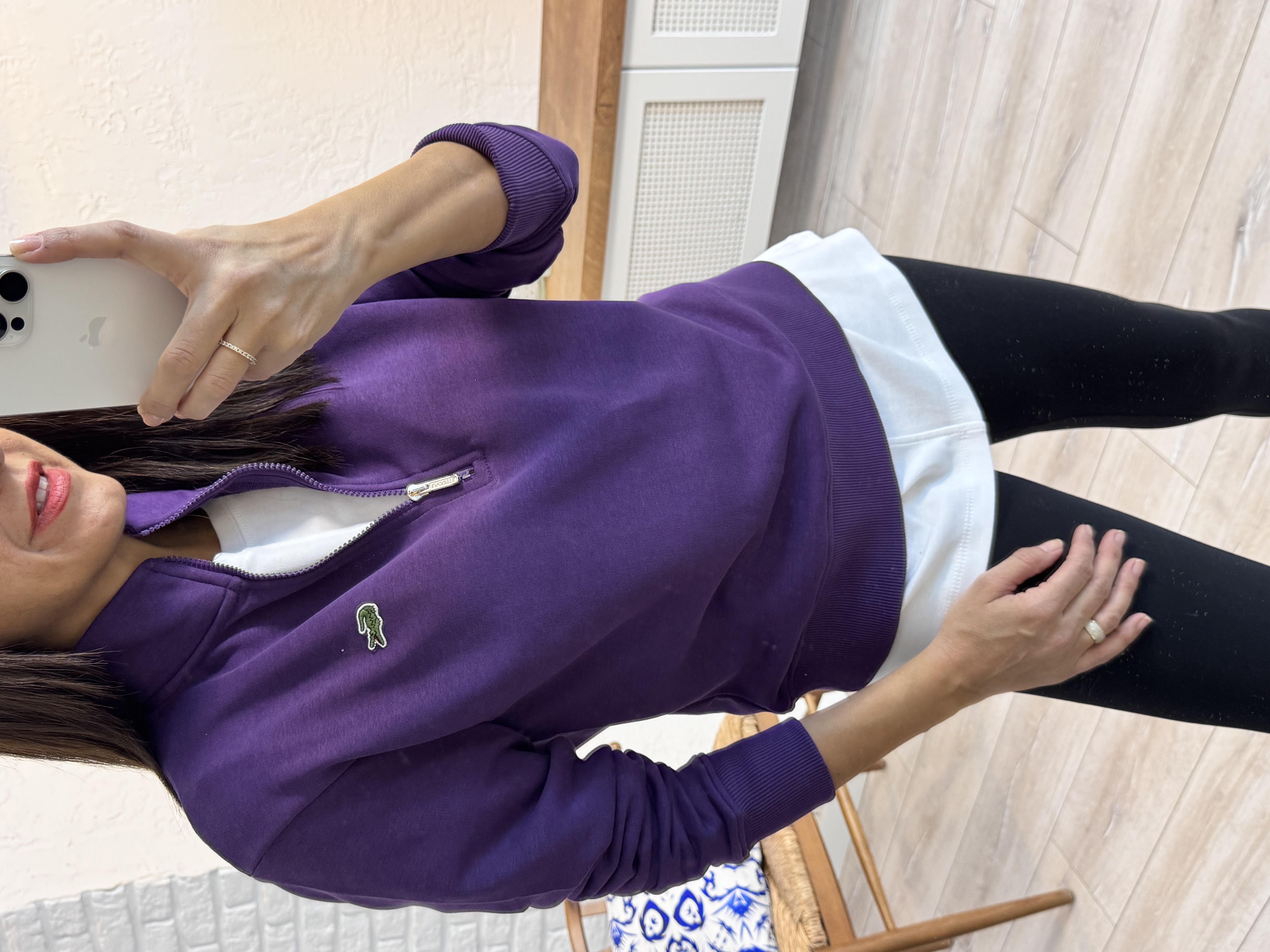 Dik yakalı Yarım Fermuarlı Sweat Mor