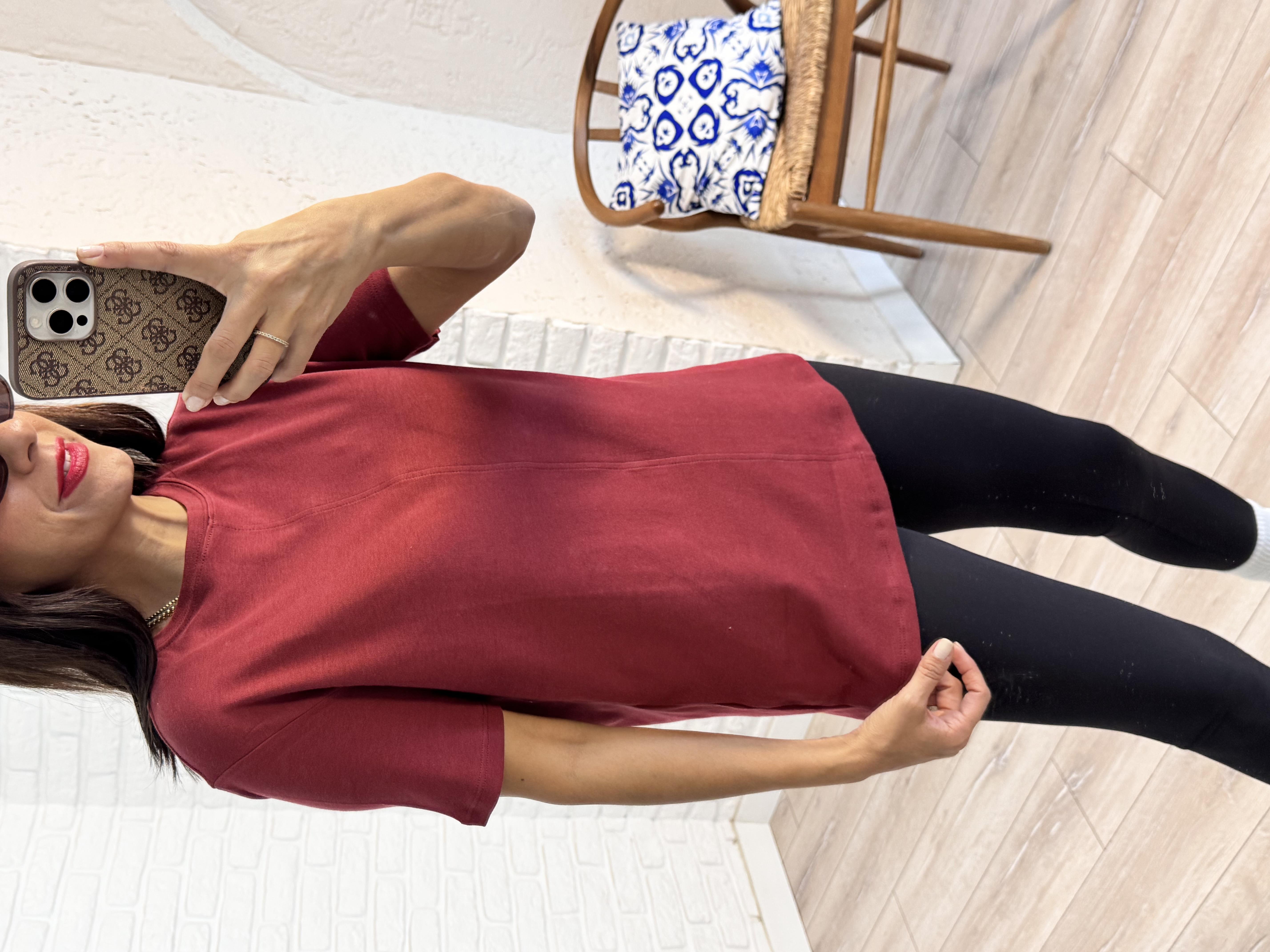 Dikiş Detaylı Tshirt Bordo