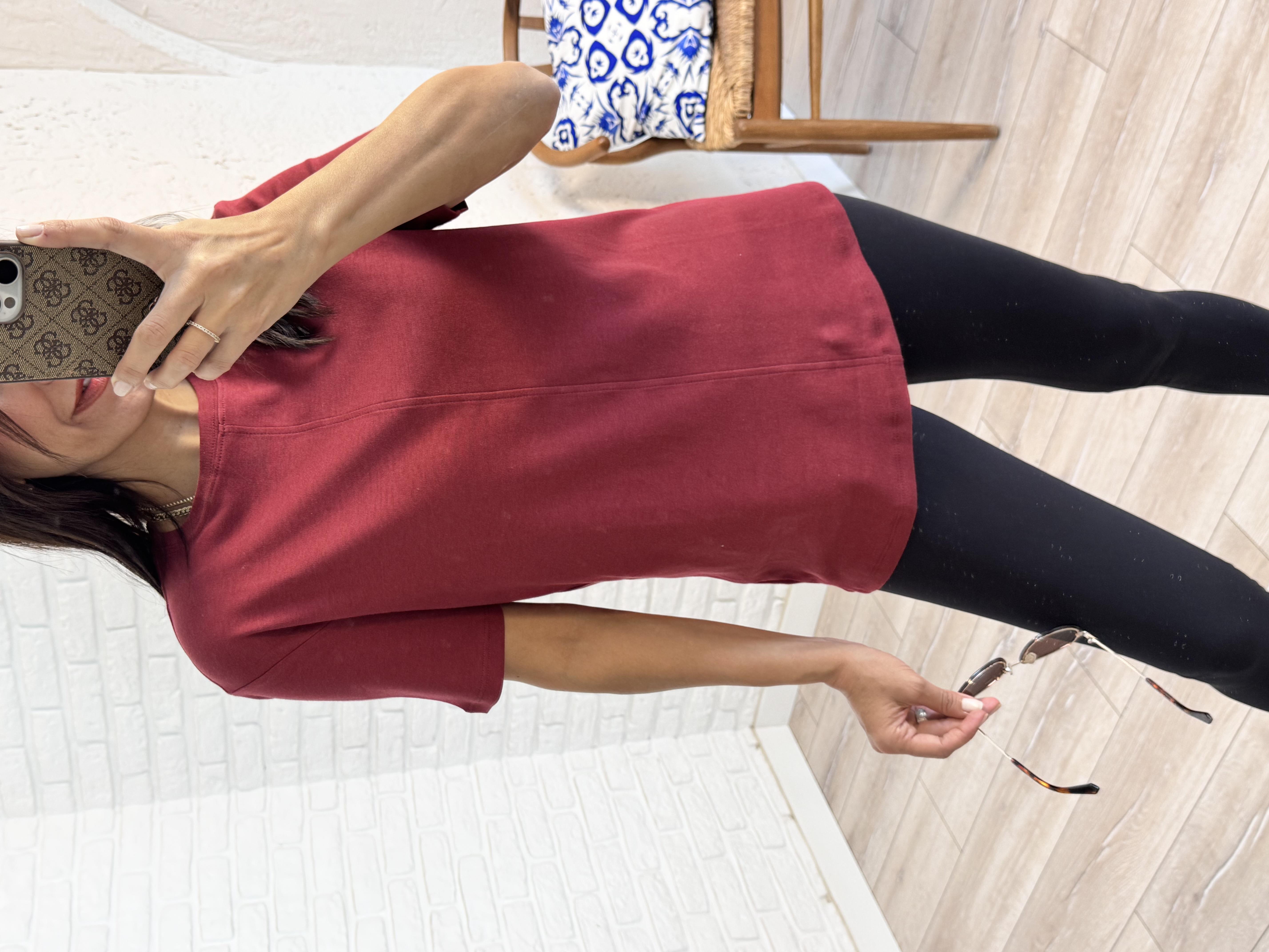 Dikiş Detaylı Tshirt Bordo