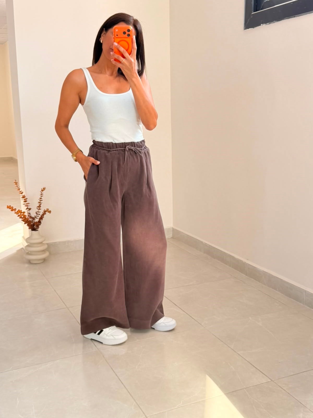 Gabardin Patlı Pantolon Kahve 