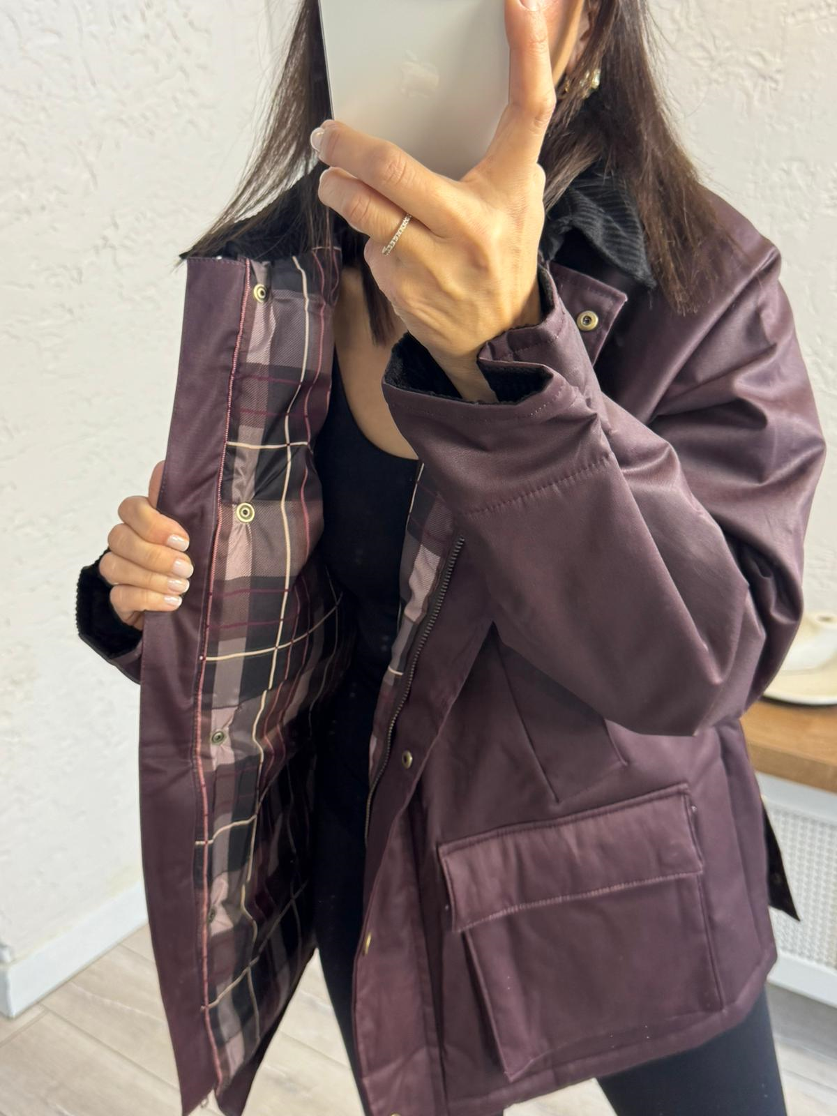 Garnili Yağlı Deri Parka Bordo