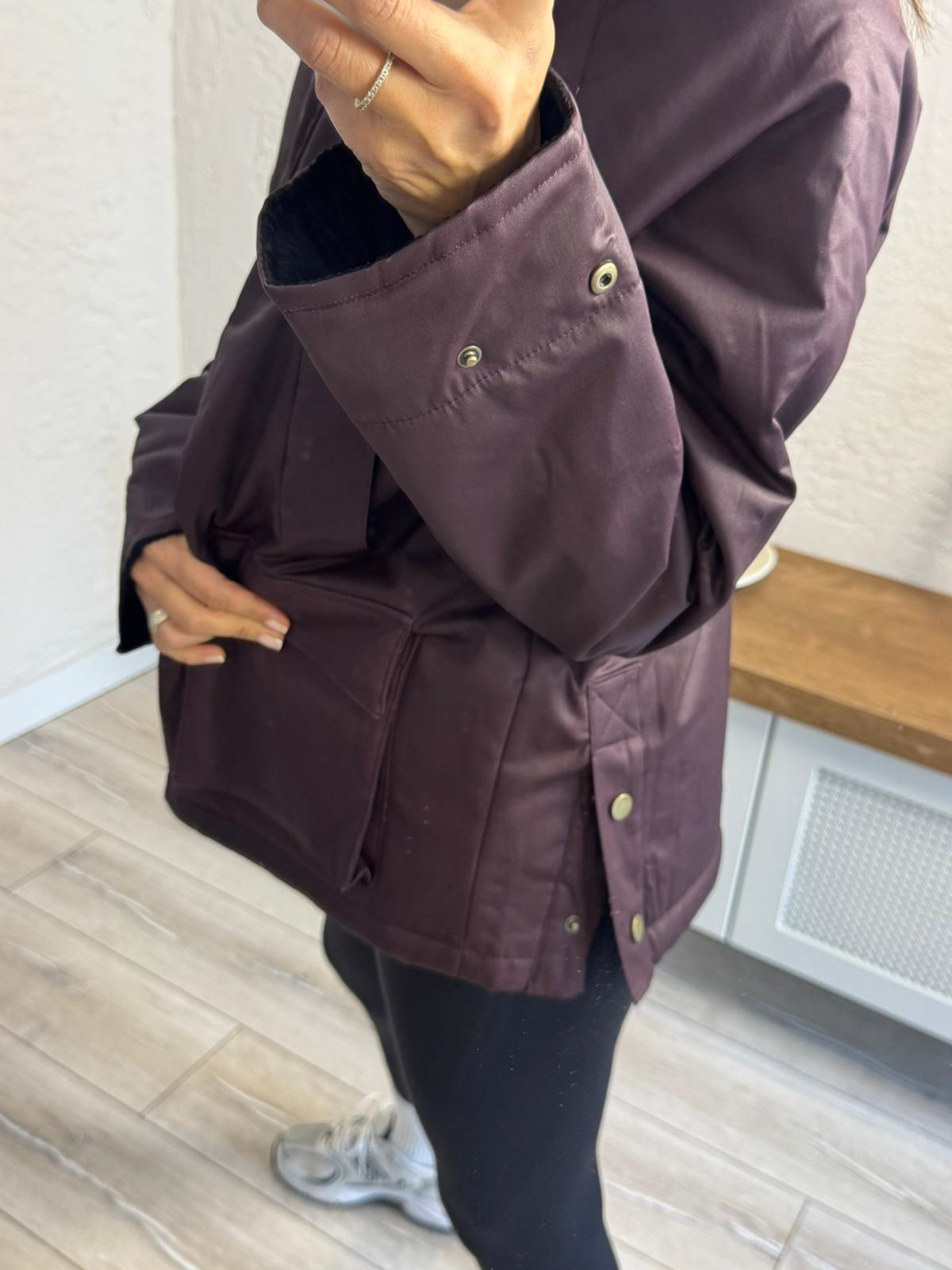 Garnili Yağlı Deri Parka Bordo