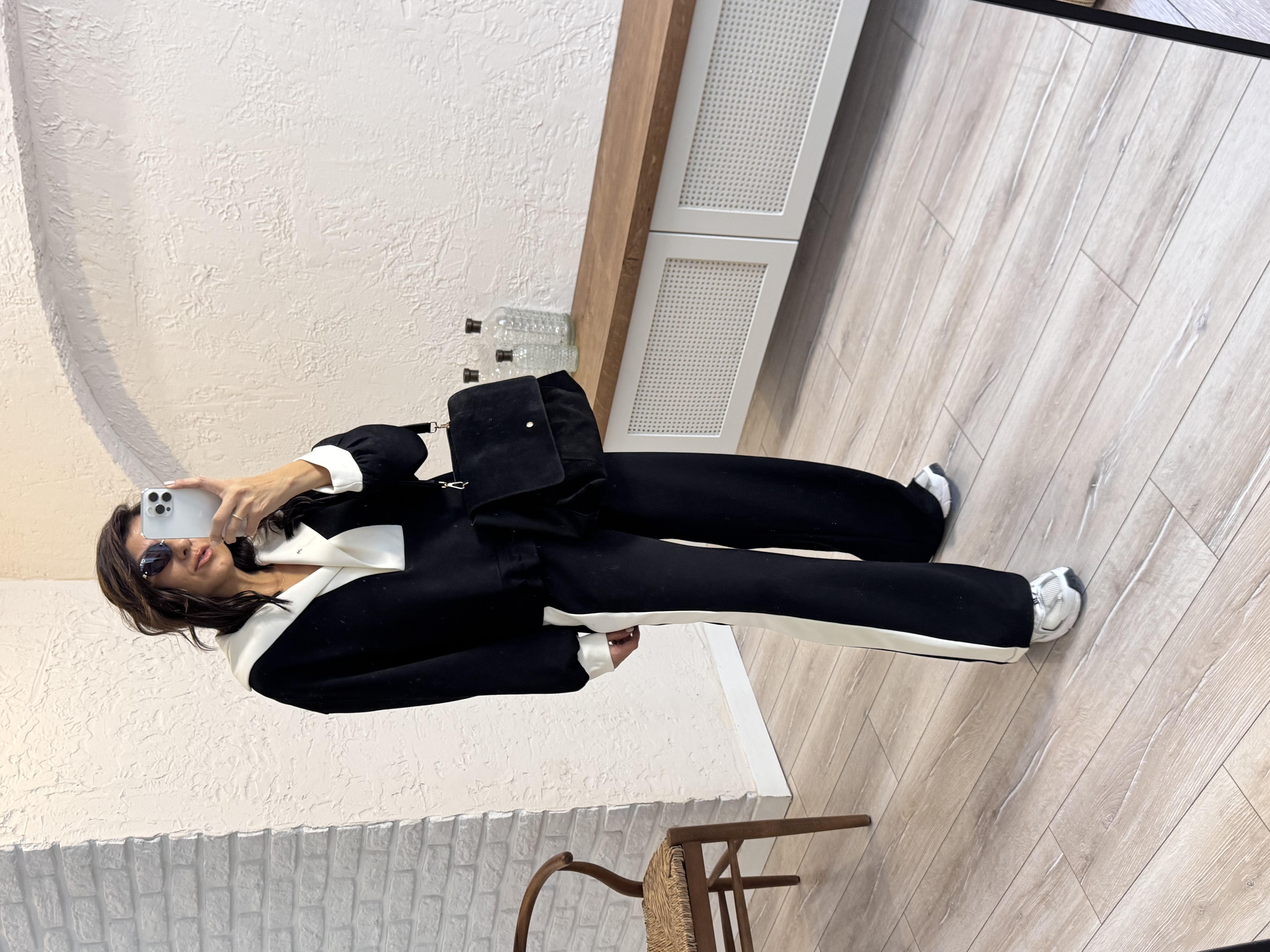 Geniş Yakalı Lüx Modal Takım Siyah