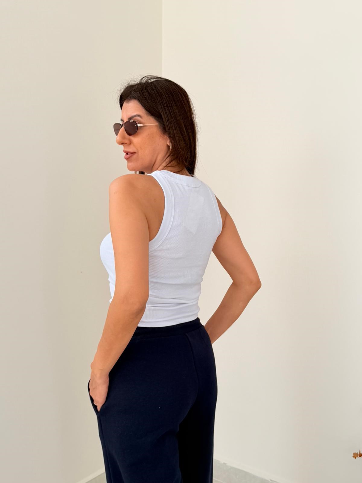 Halter Yaka Kaşkorse Atlet  Beyaz