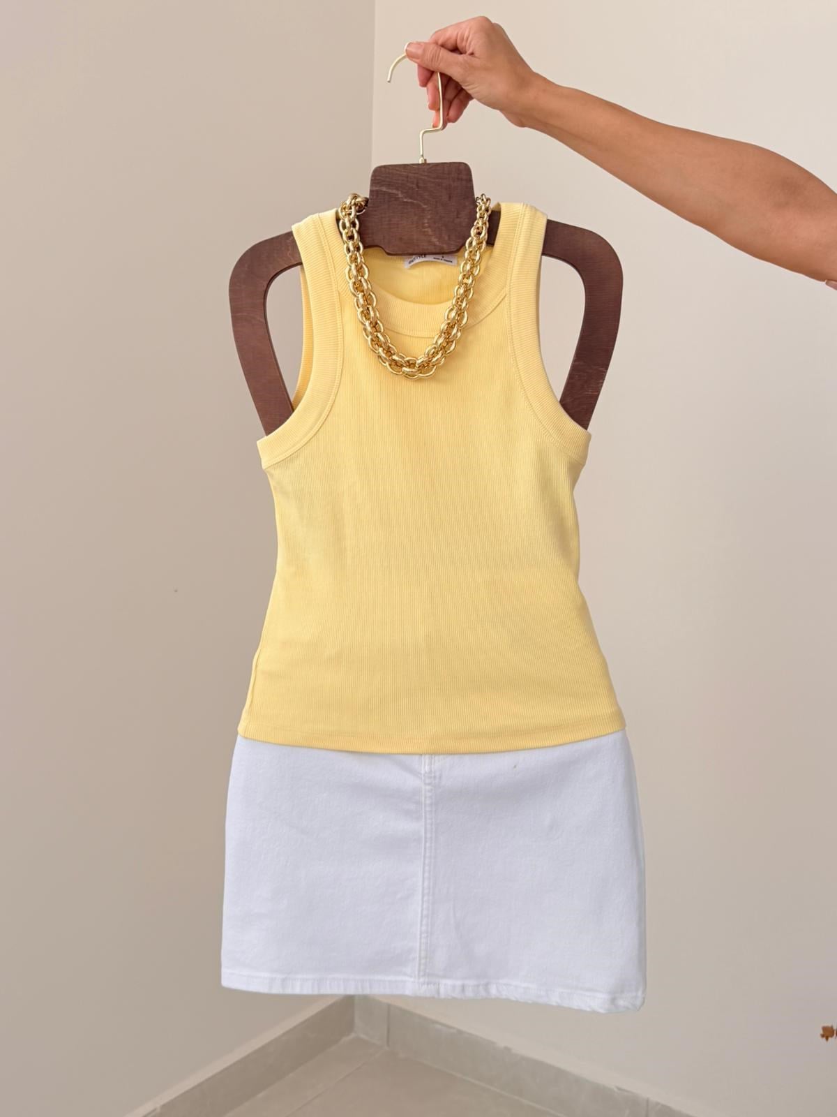 Halter Yaka Kaşkorse Atlet Sarı