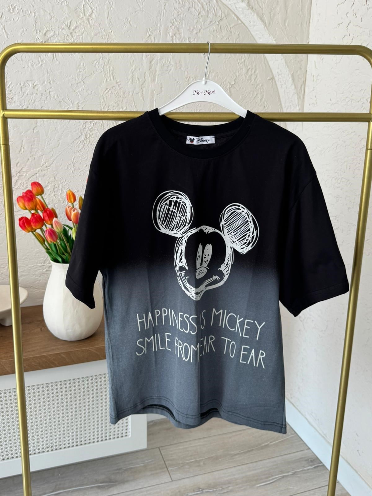 Happines Baskılı Oversize Tişört
