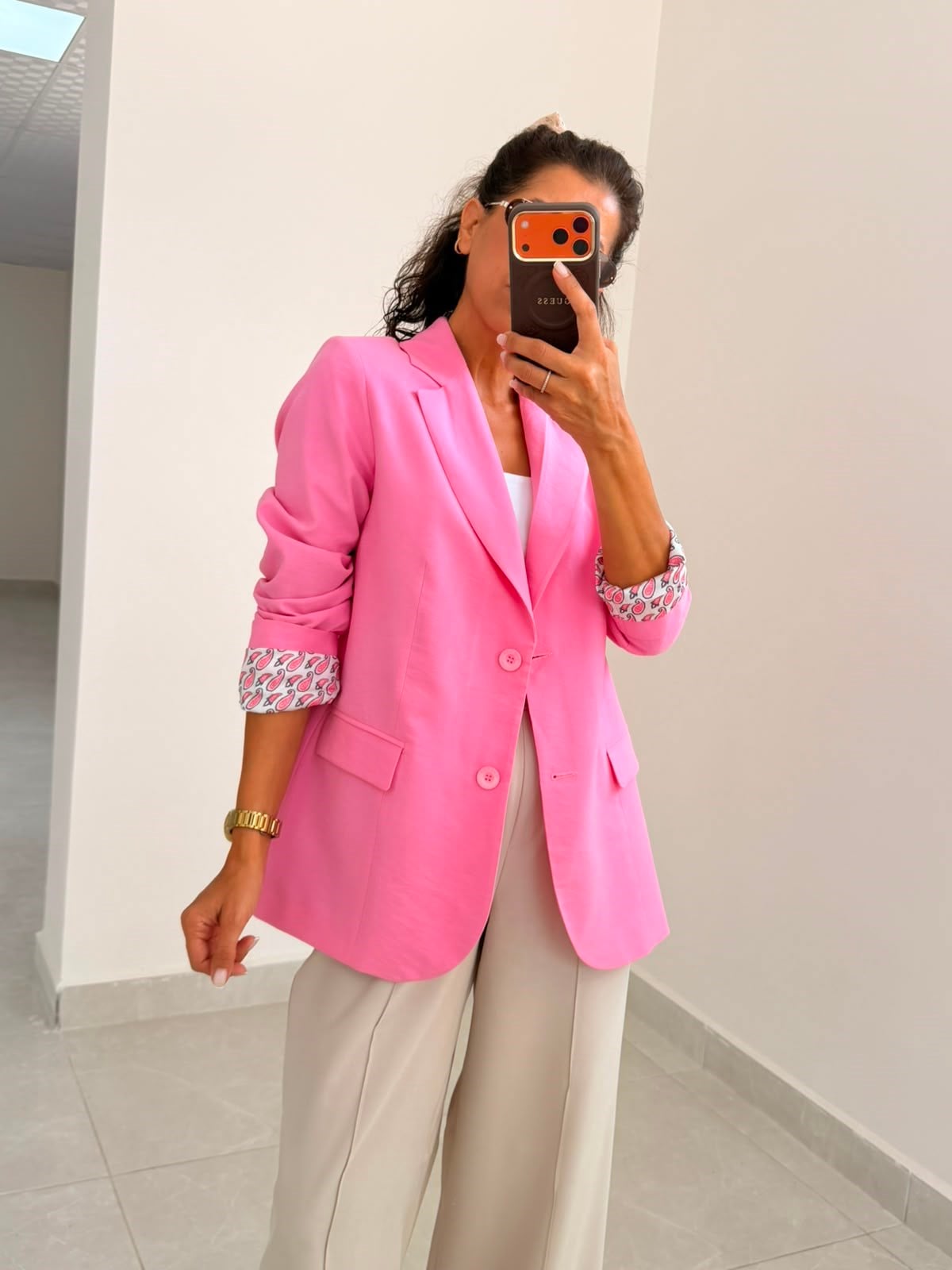 İç Astarlı Blazer Ceket Pembe 