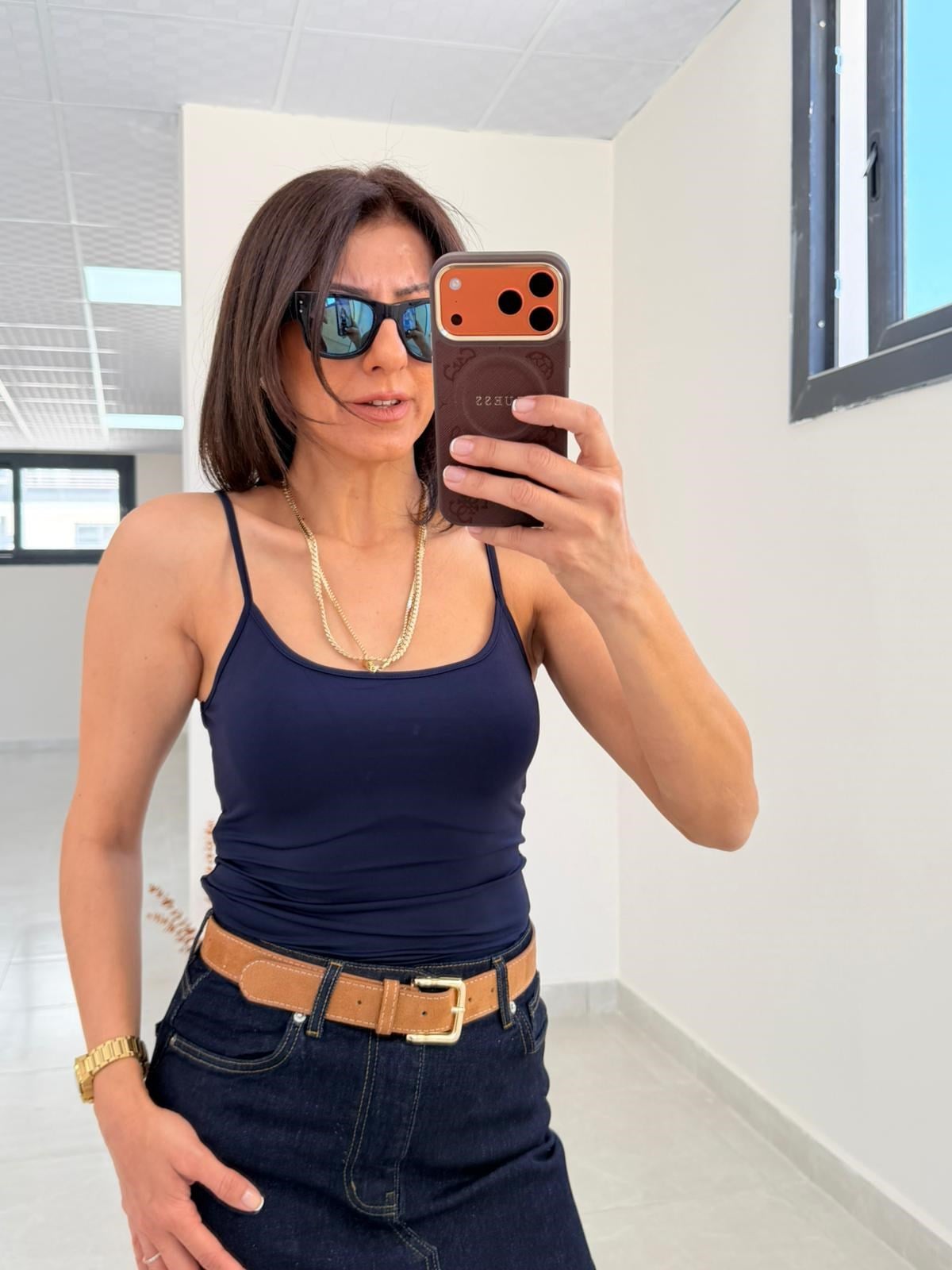 Kadın İnce Askılı Poliamid Top Koyu Lacivert