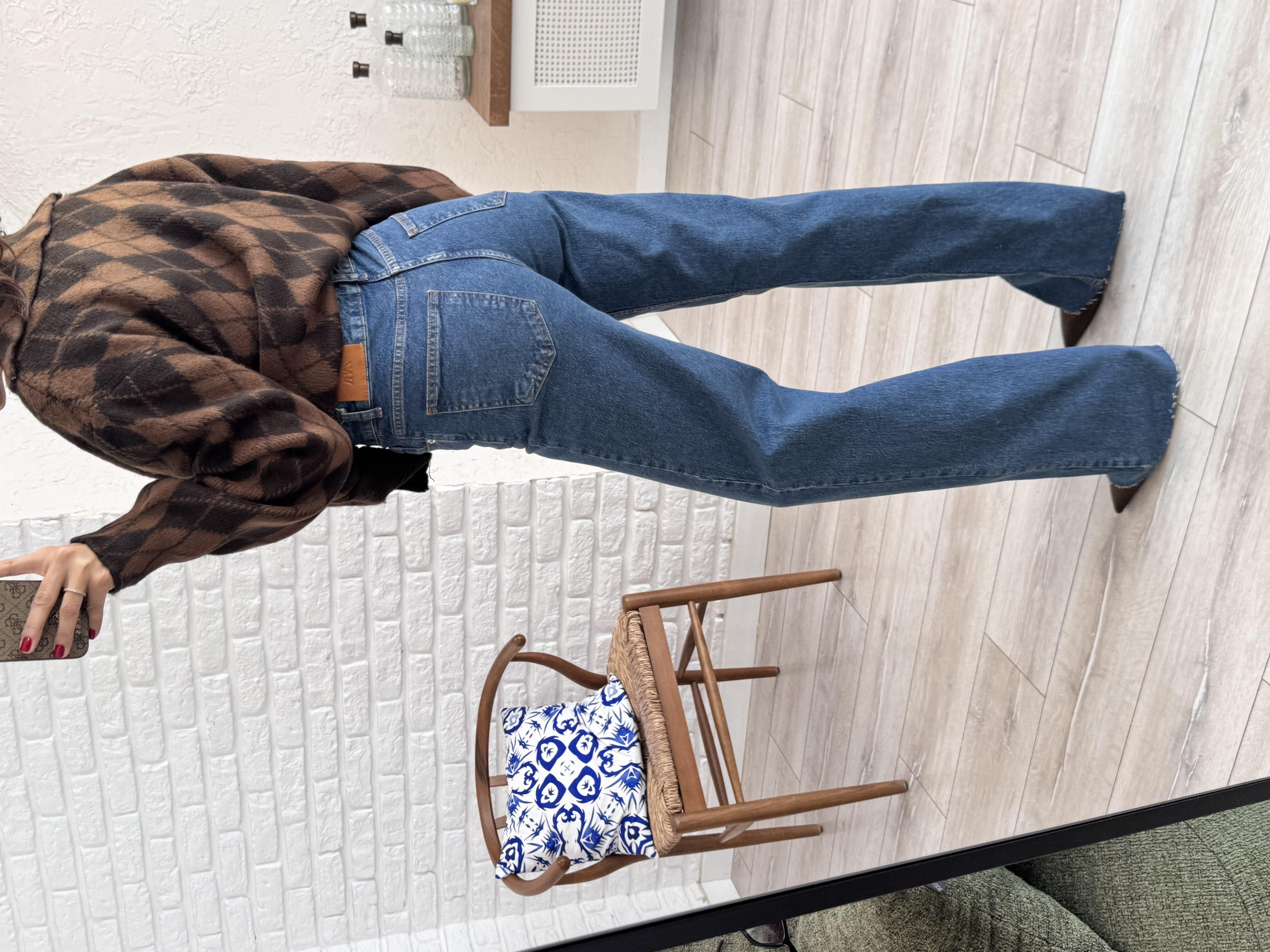 Kesik Paça Straght Jean Tint Mavi