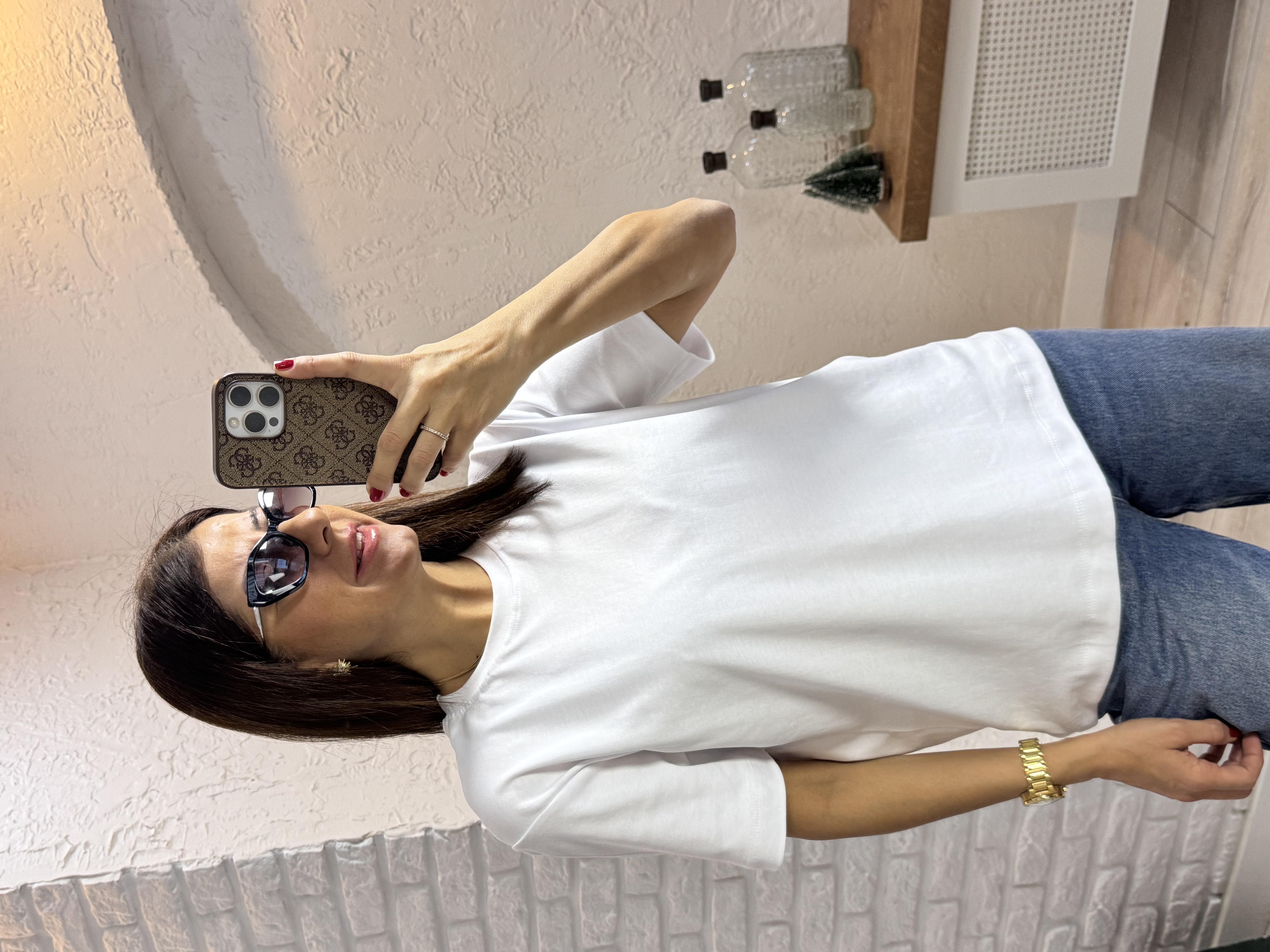 Kısa Kol Düz Tshirt Beyaz