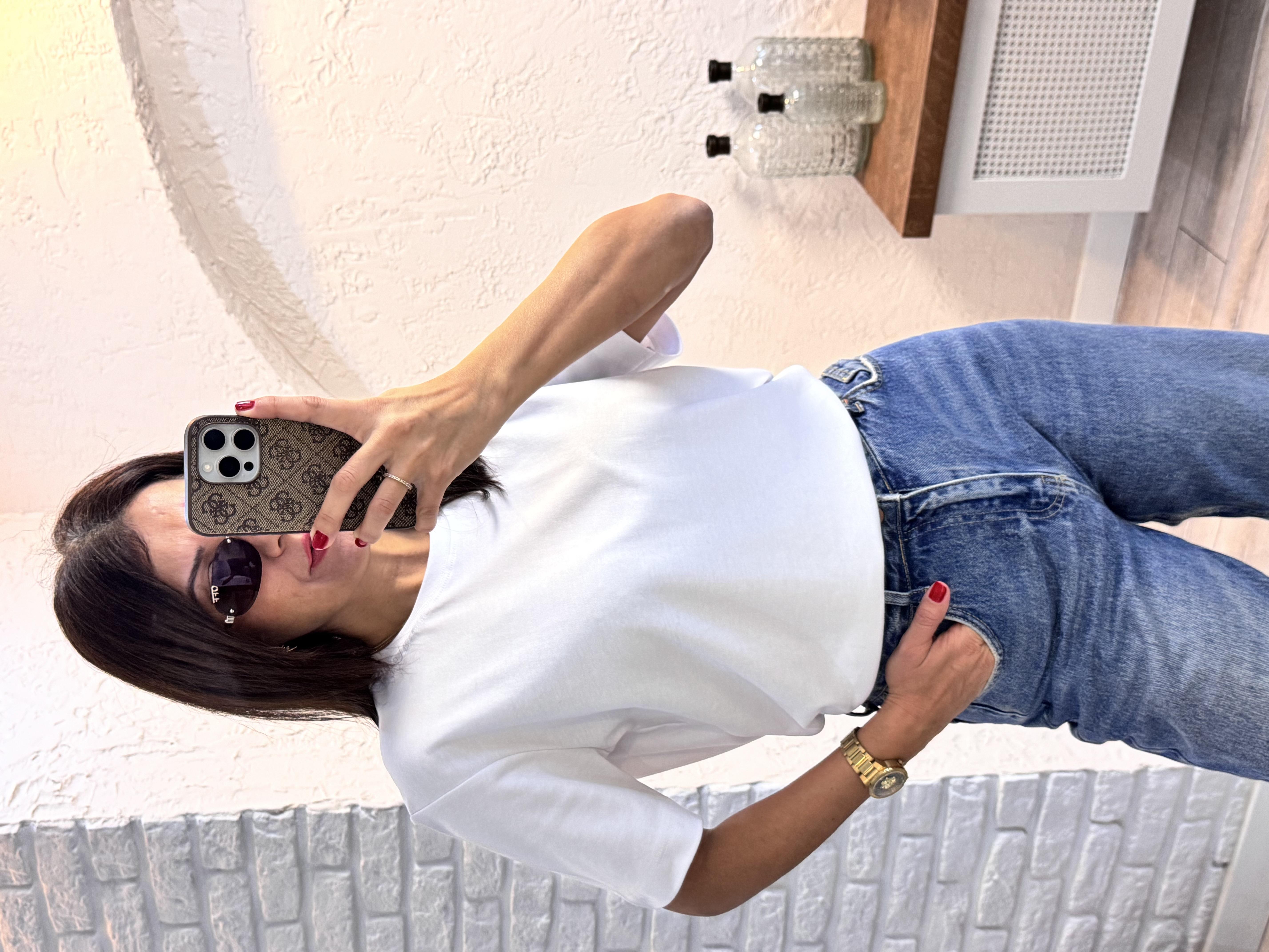 Kısa Kol Düz Tshirt Beyaz