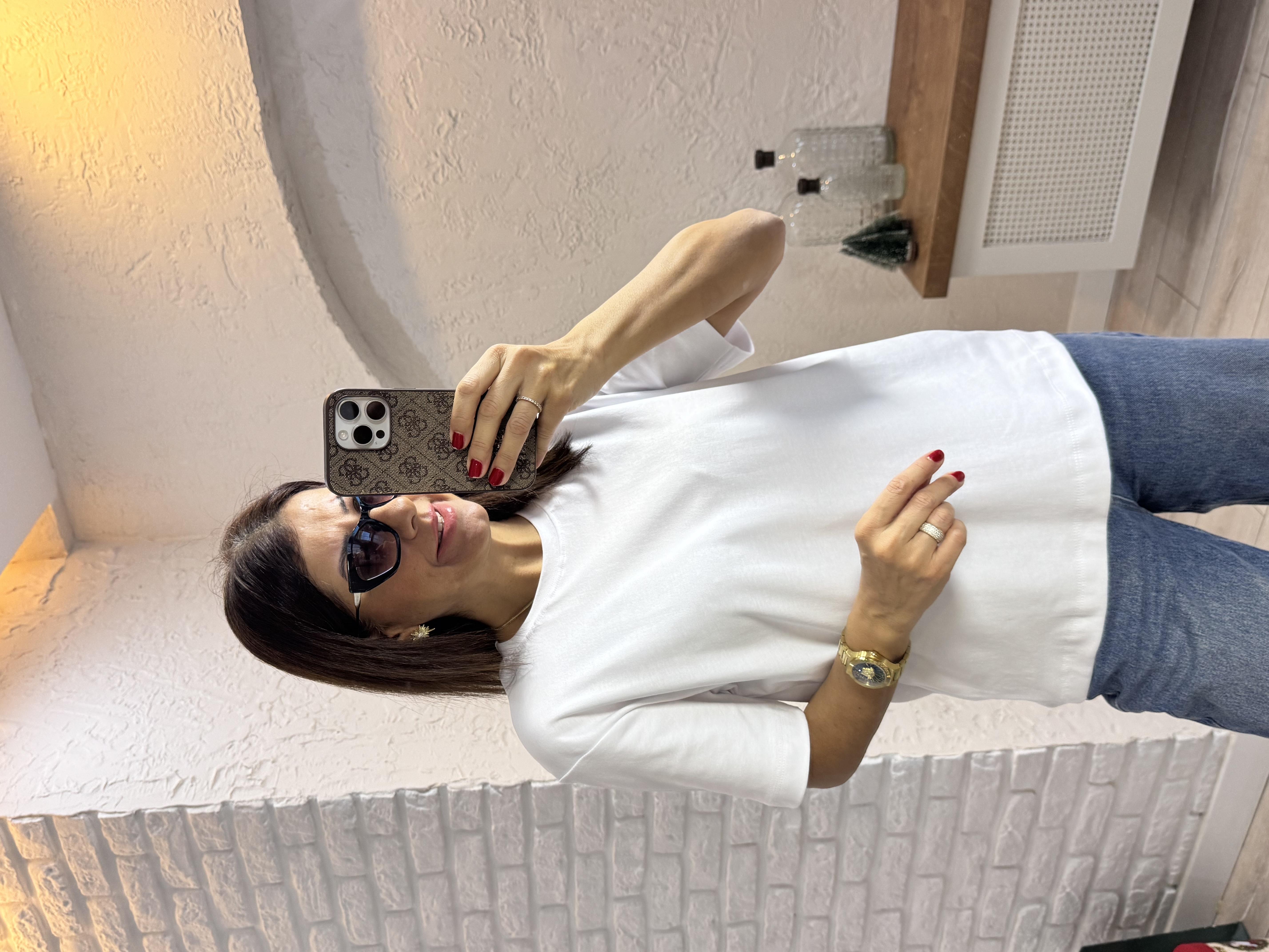 Kısa Kol Düz Tshirt Beyaz