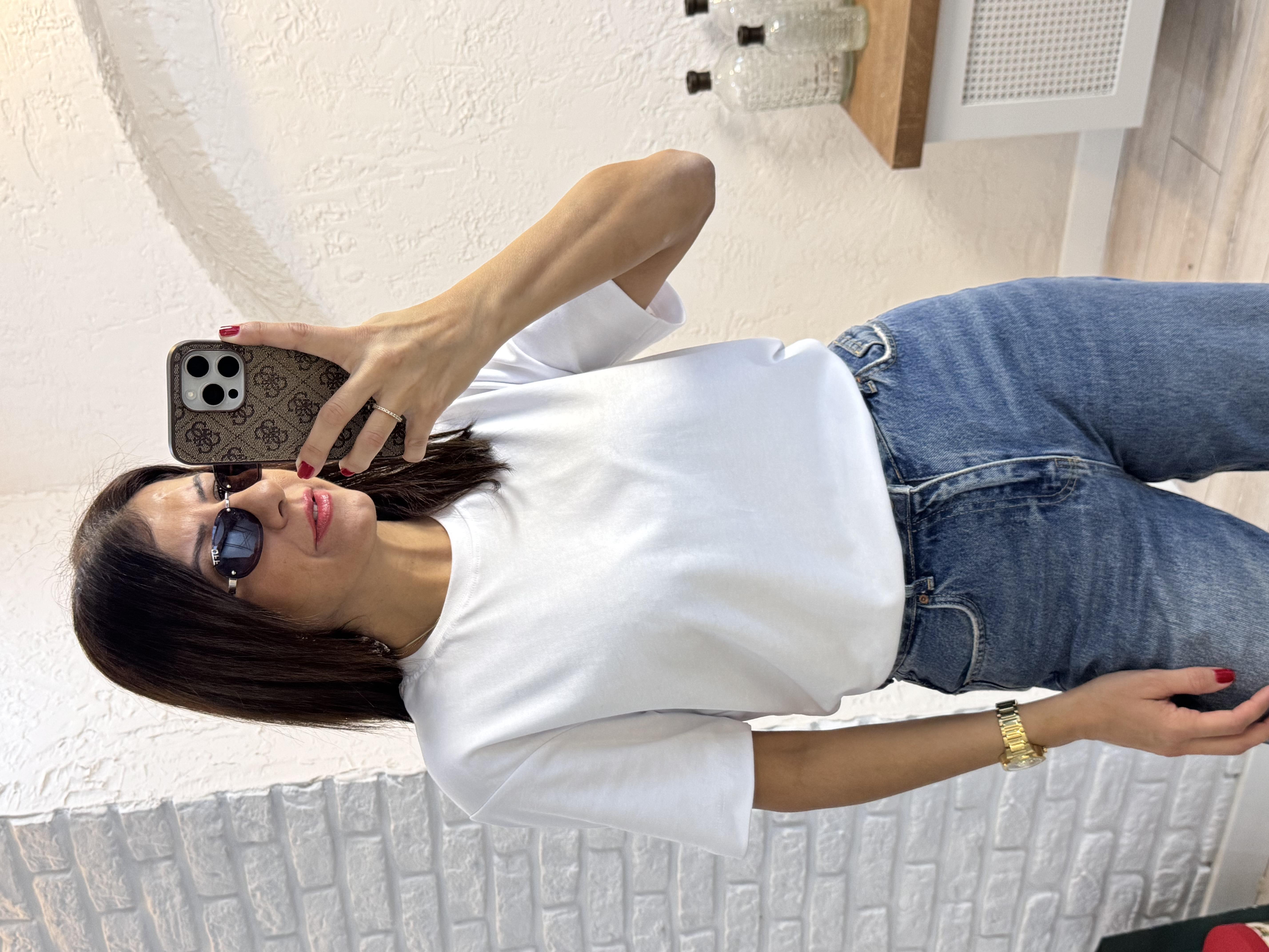 Kısa Kol Düz Tshirt Beyaz