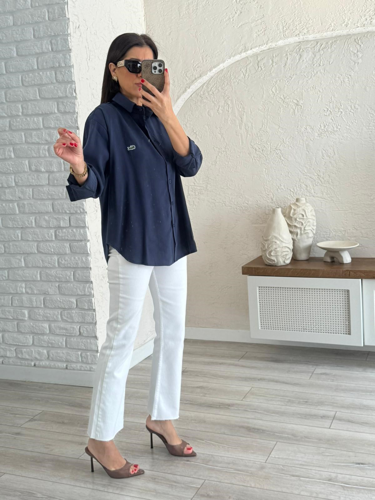 Lacivert Kupra Uzun Kol Gömlek