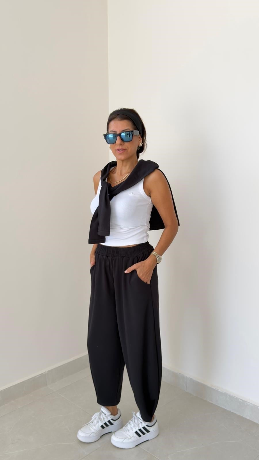 Modal Kumaş Salaş Şalvar Pantolon Siyah