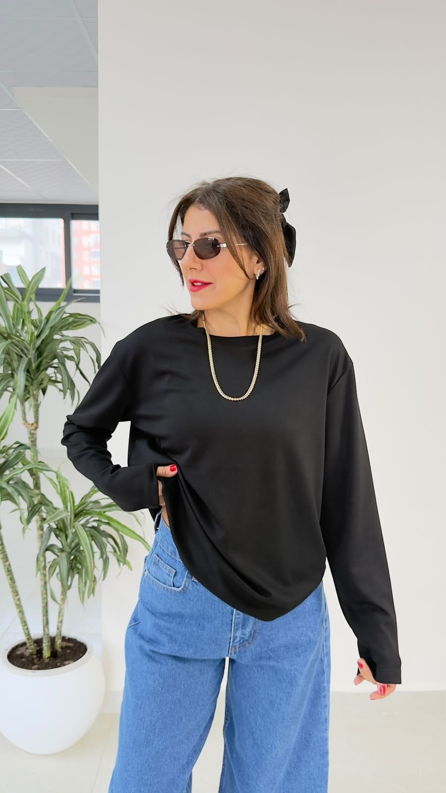 Modal Kumaş Uzun Kollu Basic Siyah