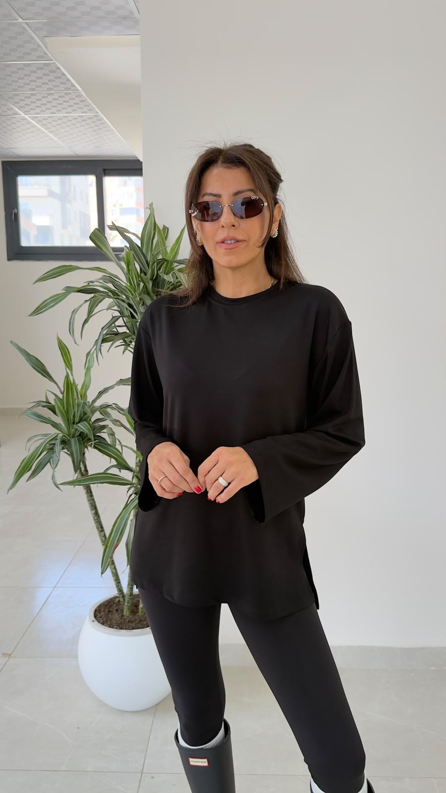 Modal Kumaş Yan Yırtmaçlı Basic Siyah