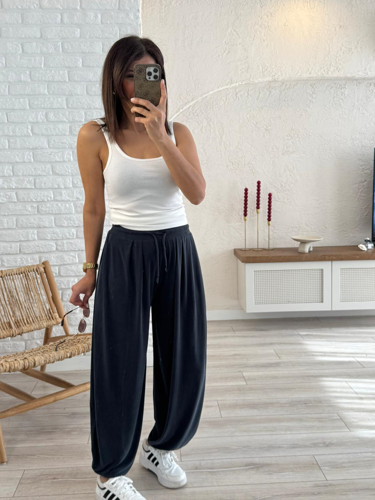 Modal Şalvar Pantolon Eskitme Antrasit