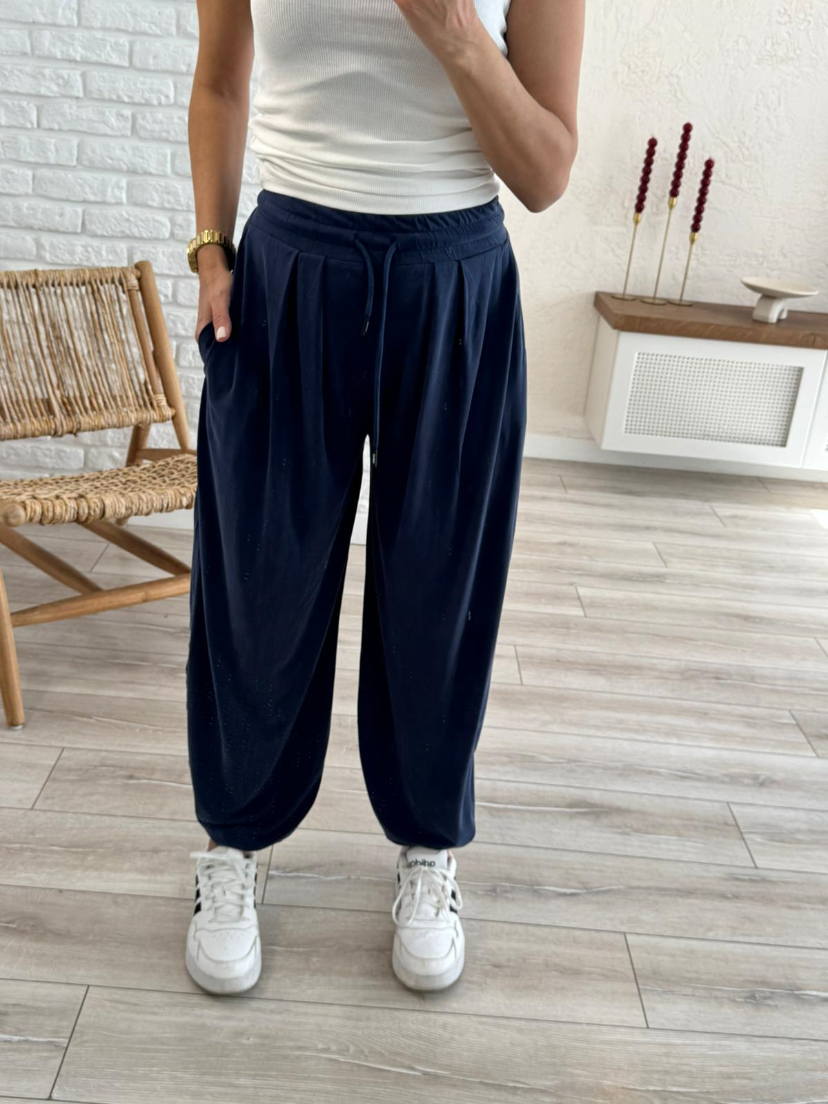 Modal Şalvar Pantolon Eskitme Lacivert