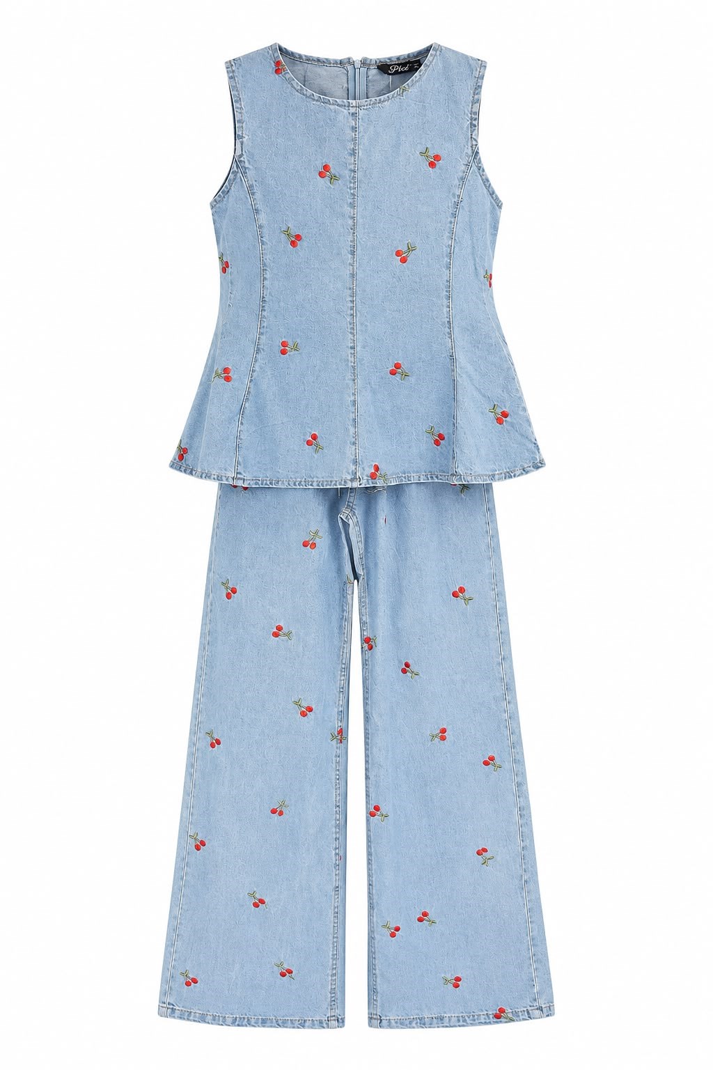 Nakış İşlemeli Denim Bluz Pantolon Takım
