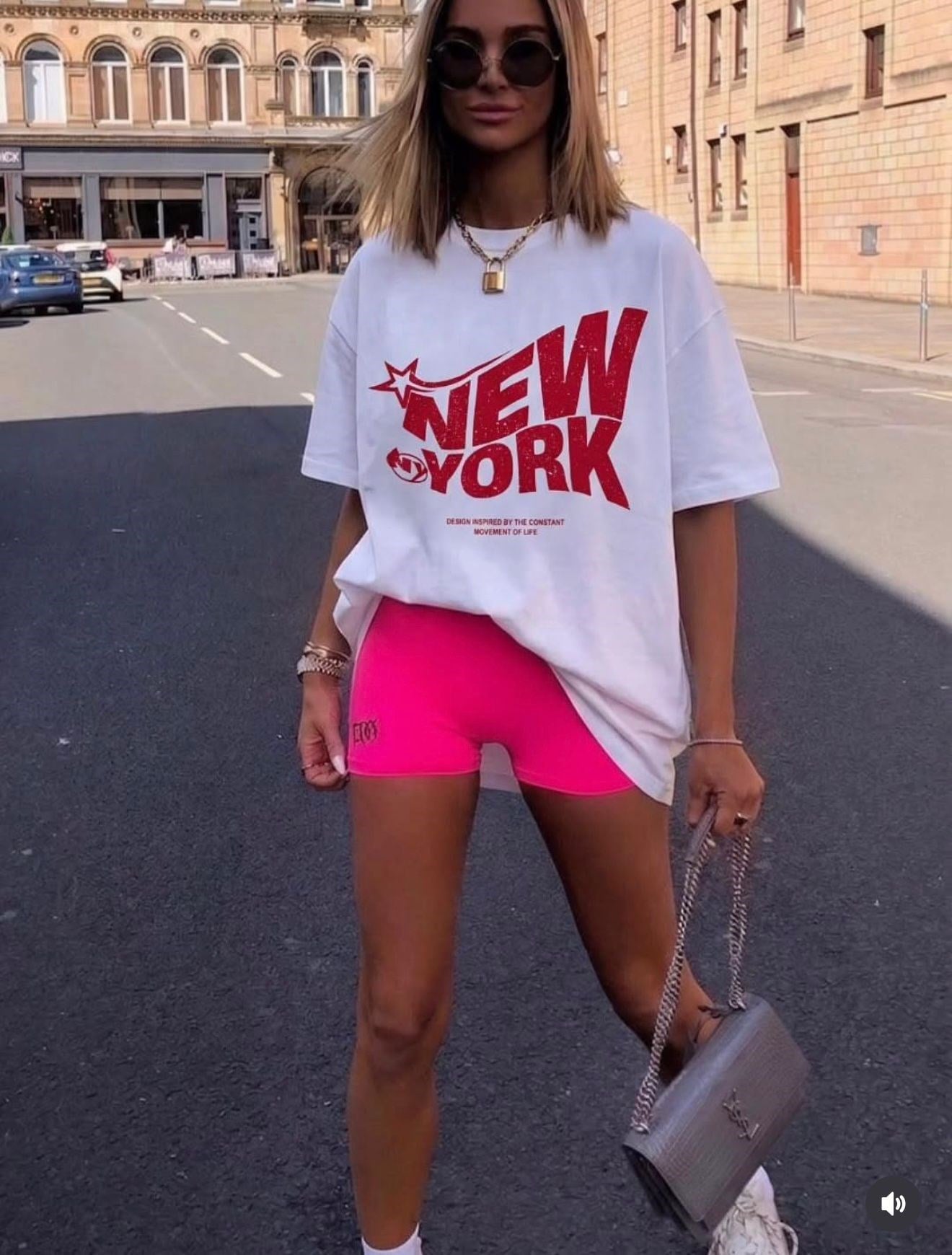 Ny Newyork Baskılı Oversıze Tişört Ekru