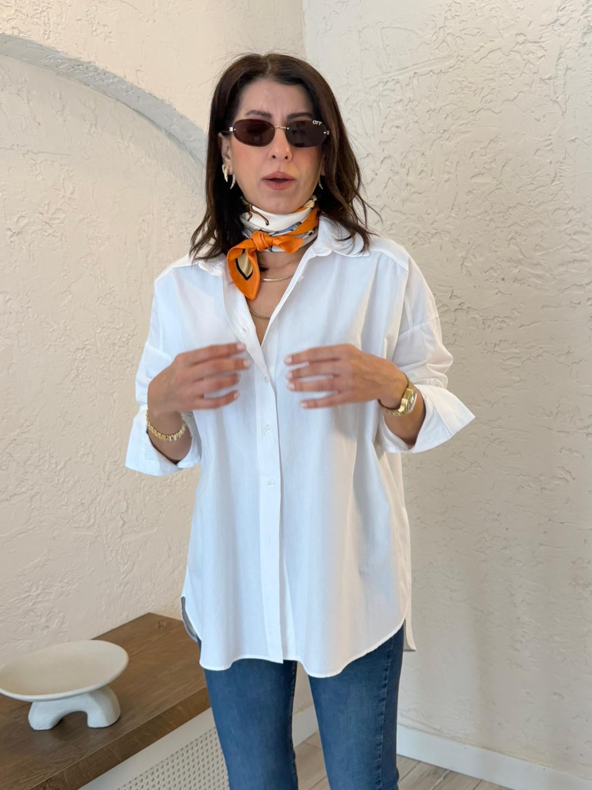 Oversize Poplin Gömlek Beyaz