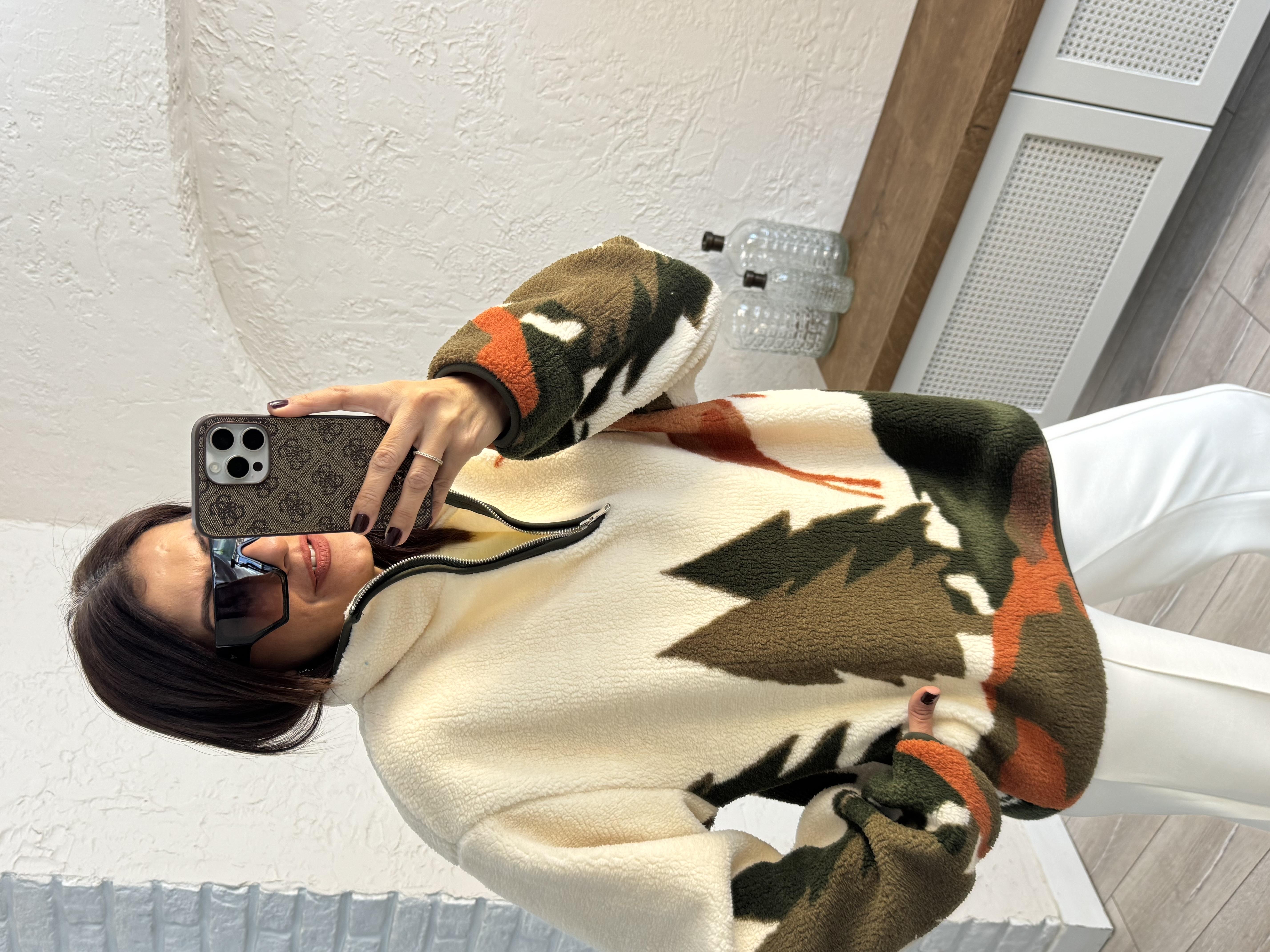 Oysh Model Kahve Geyikli Polar Sweat