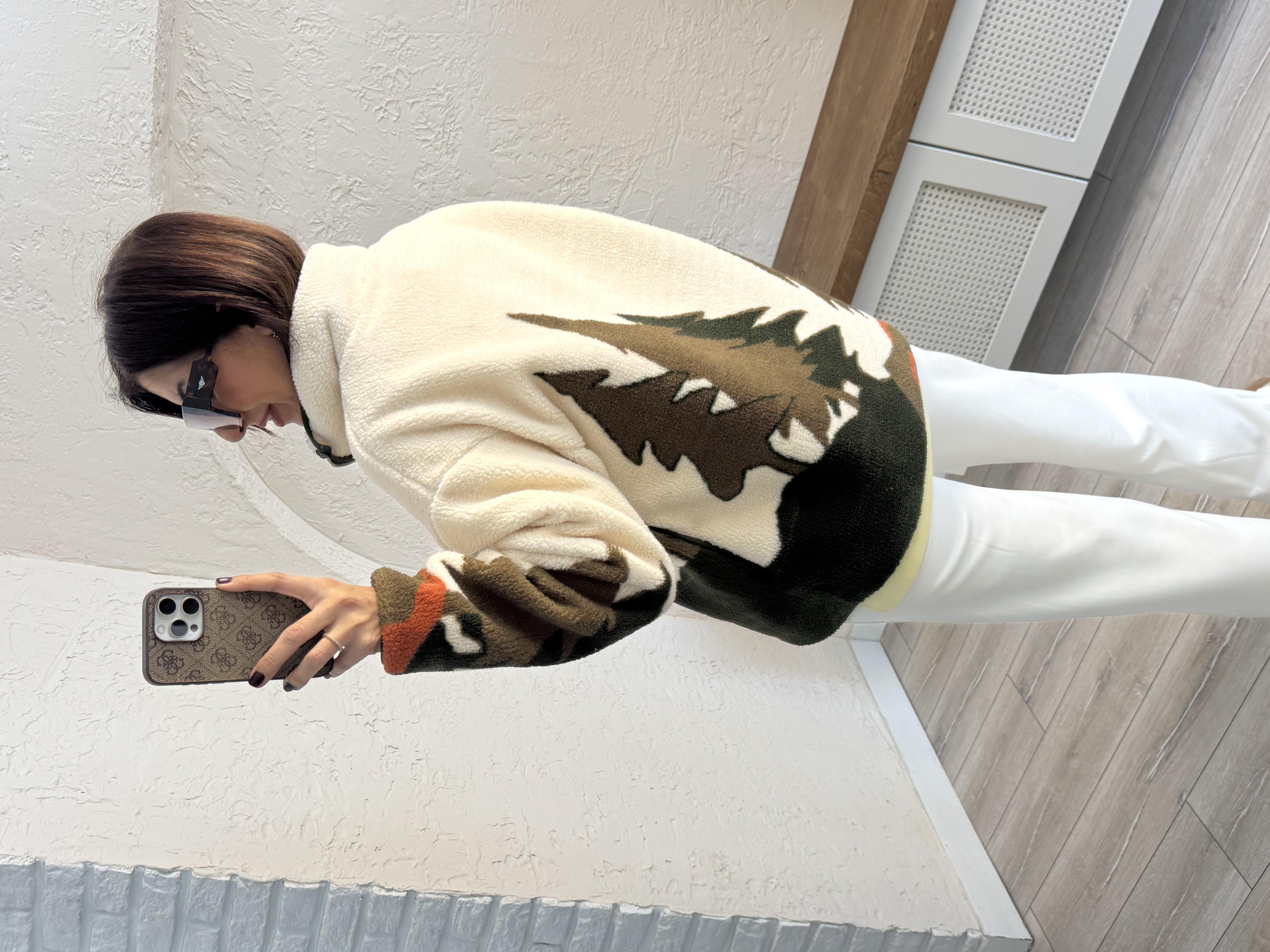 Oysh Model Kahve Geyikli Polar Sweat