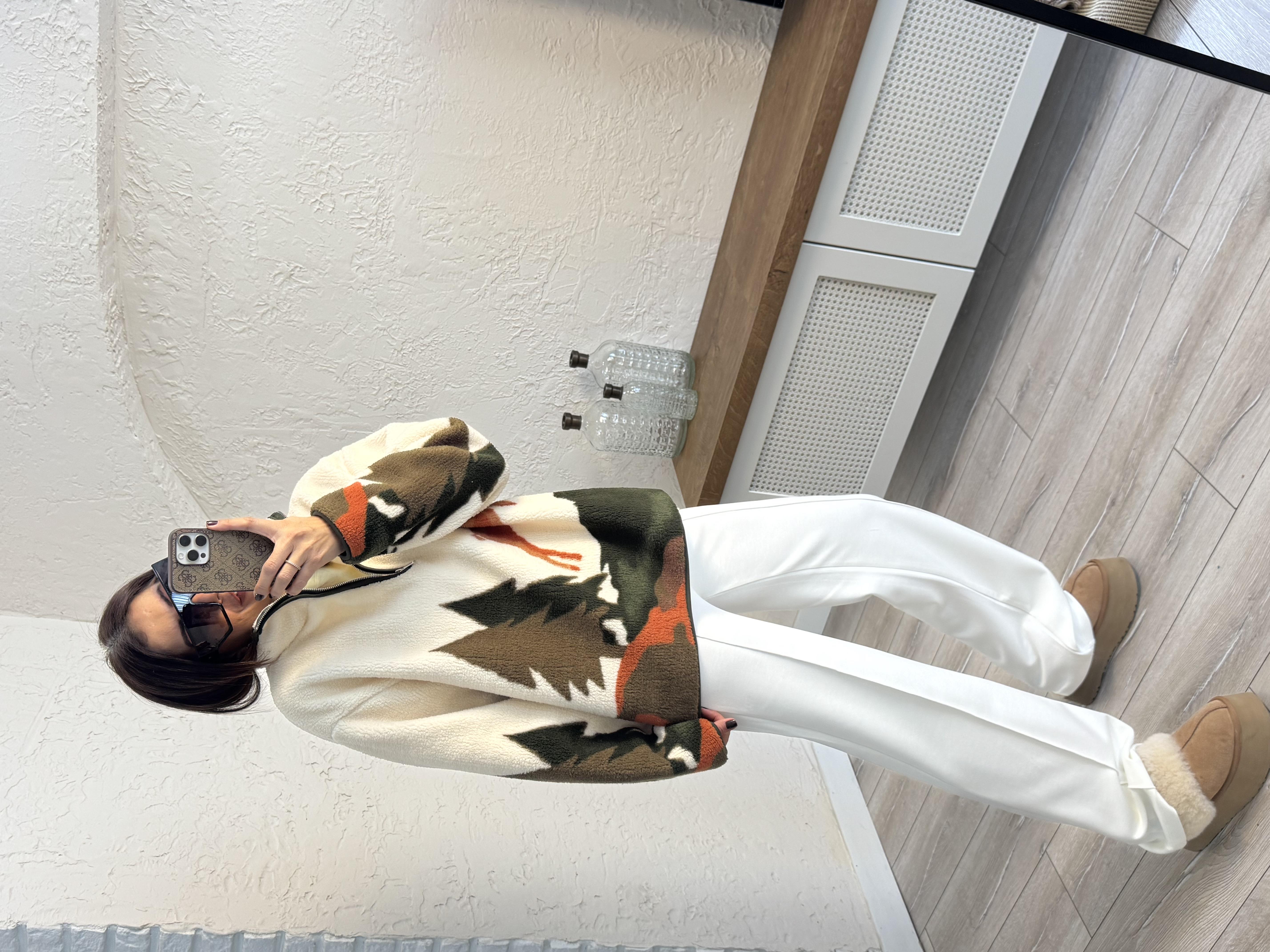 Oysh Model Kahve Geyikli Polar Sweat