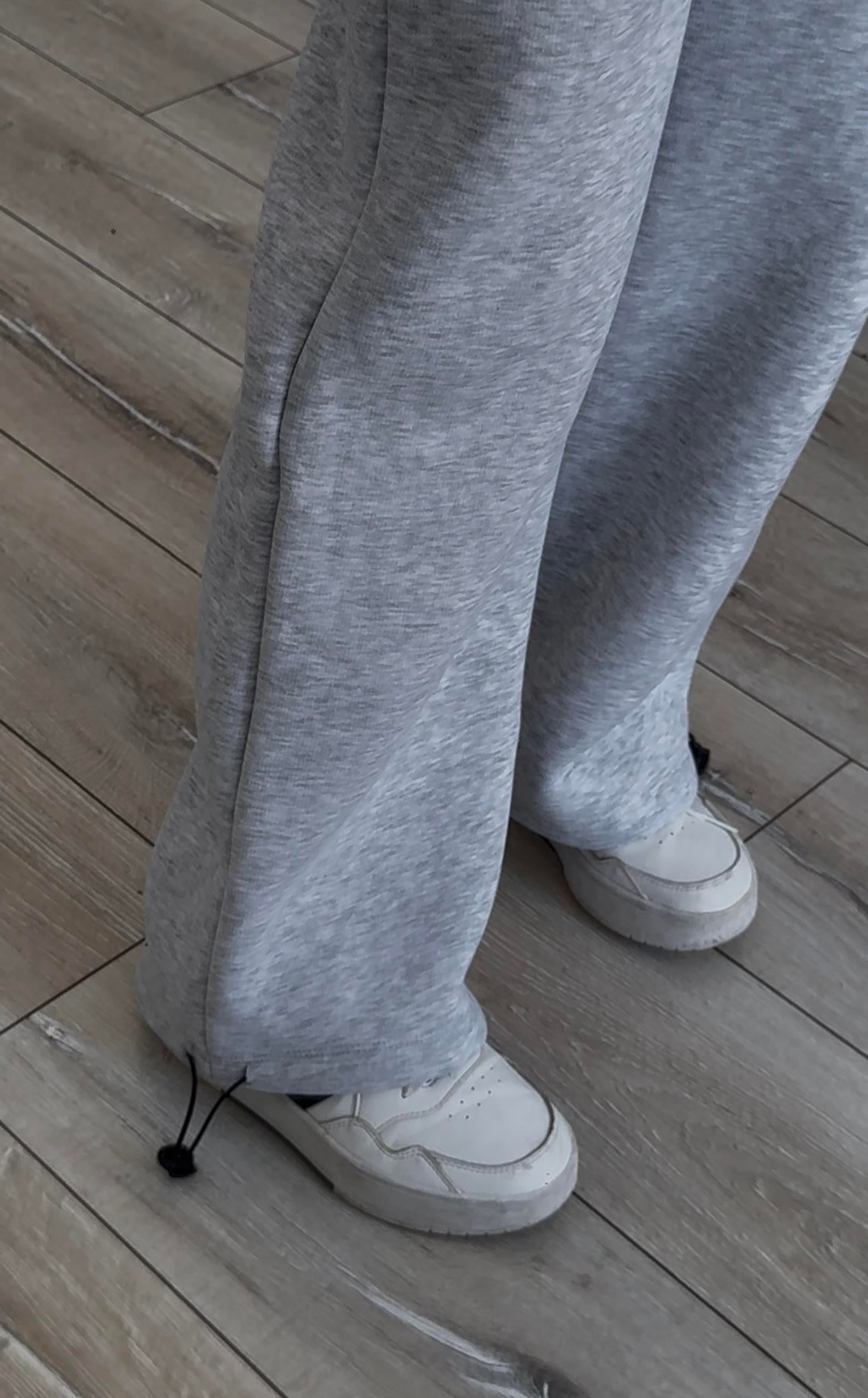 Paça Ayarlanabilir Üç İplik Eşofman Gri Melanj