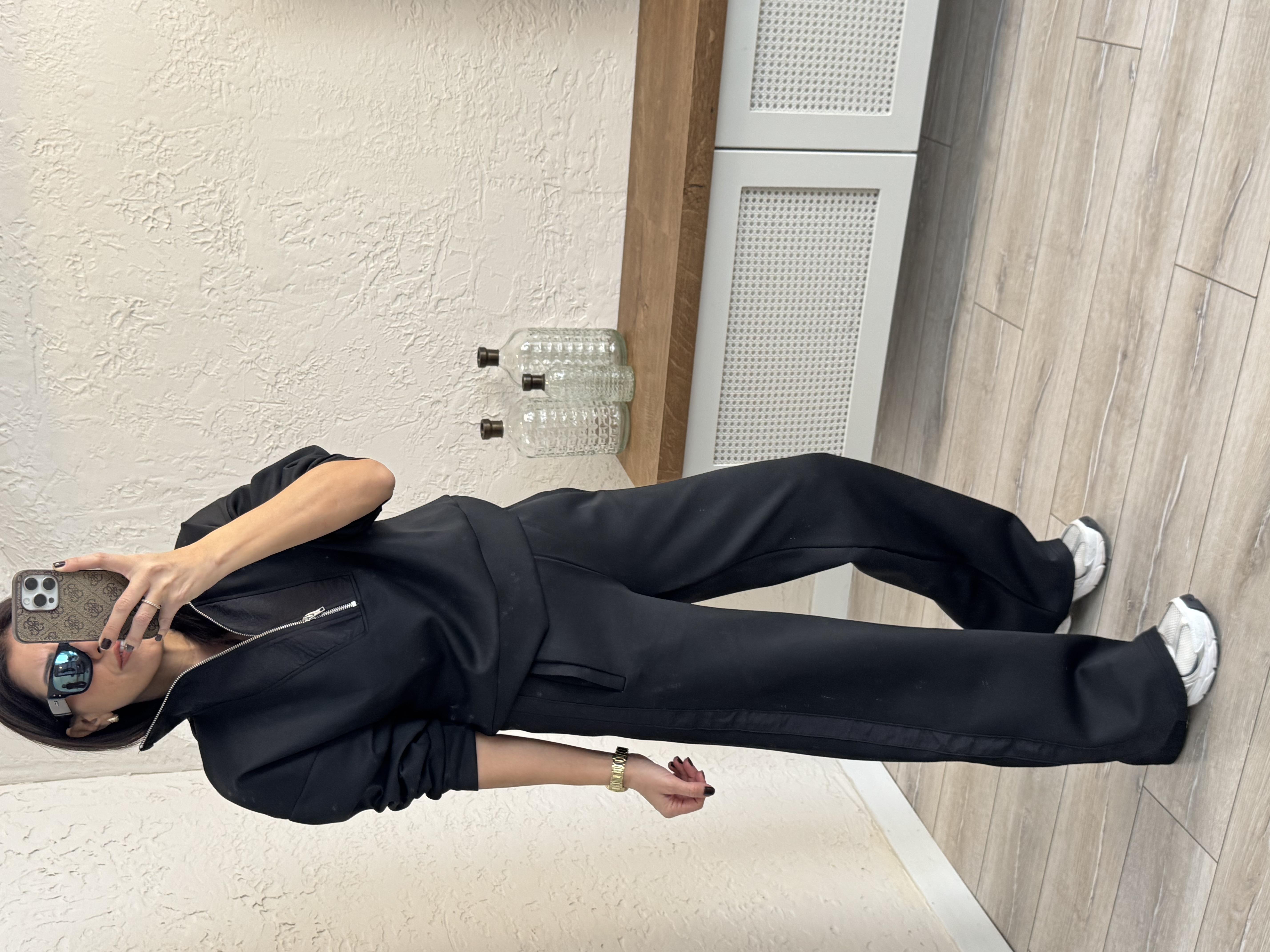 Paraşüt Yaka Detaylı Scuba Takım Siyah