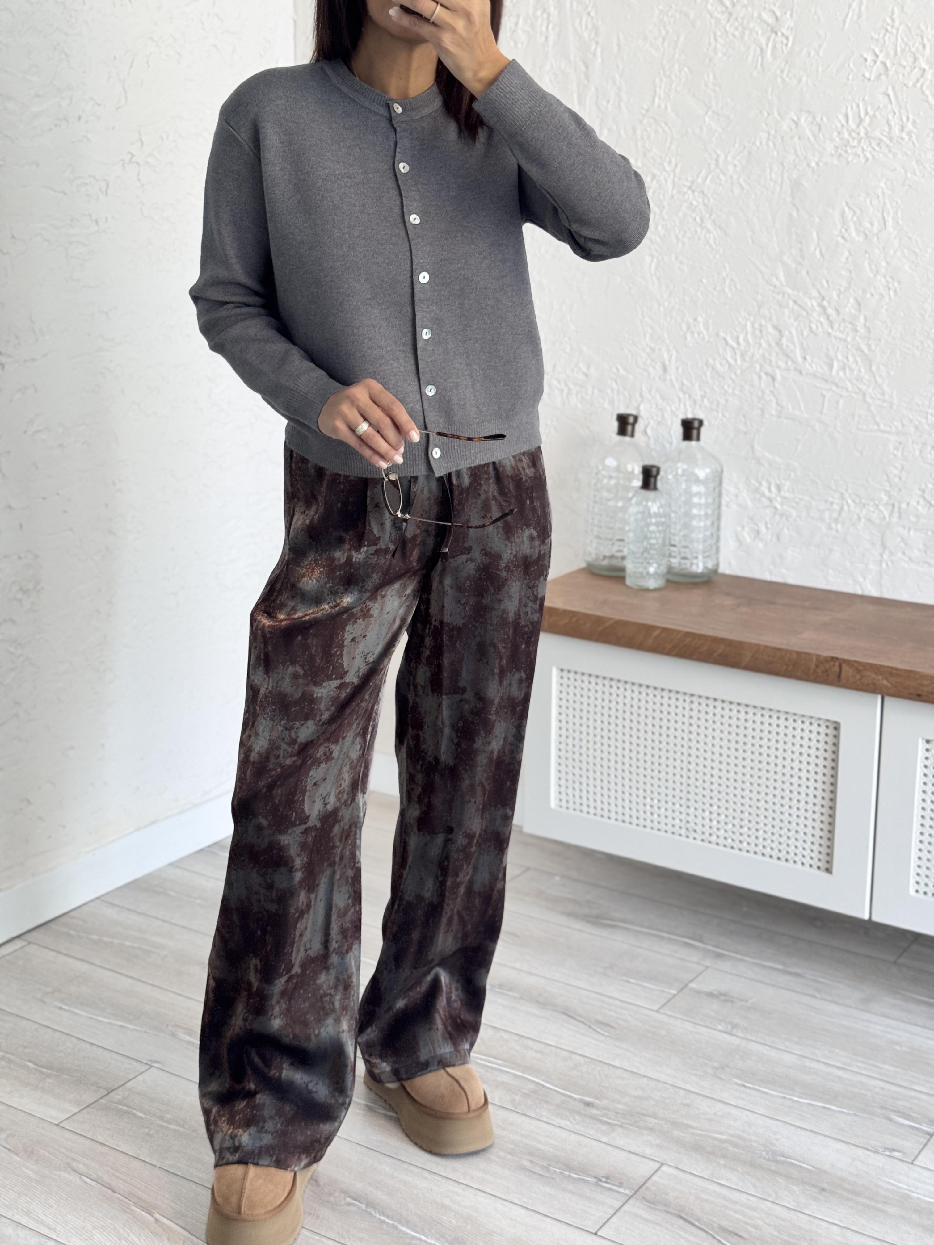 Parlak Bol Paça Pantalon