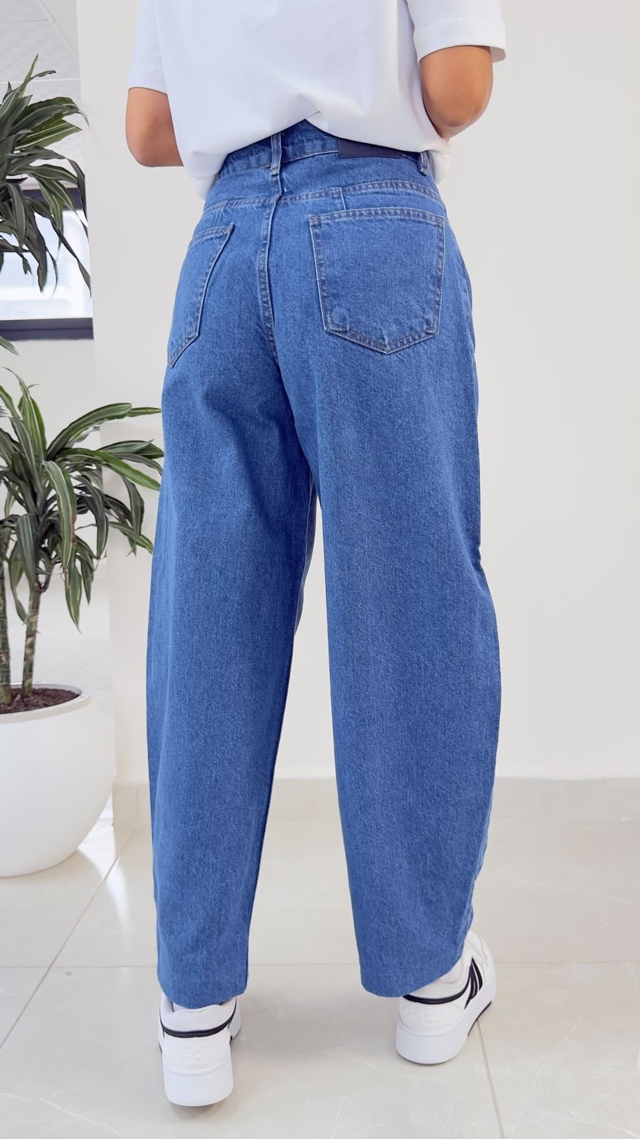 Premium Kalite Tapered Fit Balon Jean Mavi