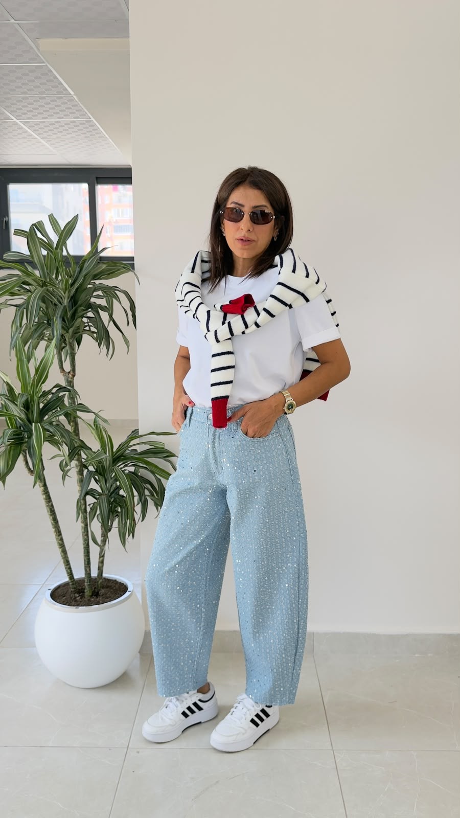 Premium Pullu Balon Jean Açık Mavi