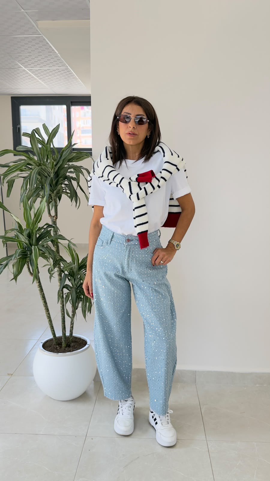 Premium Pullu Balon Jean Açık Mavi