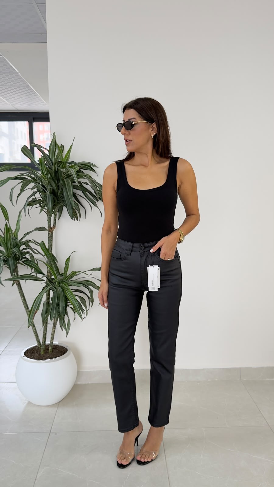 Premium Seri Mumlu Likralı Boyfit Jean Siyah 