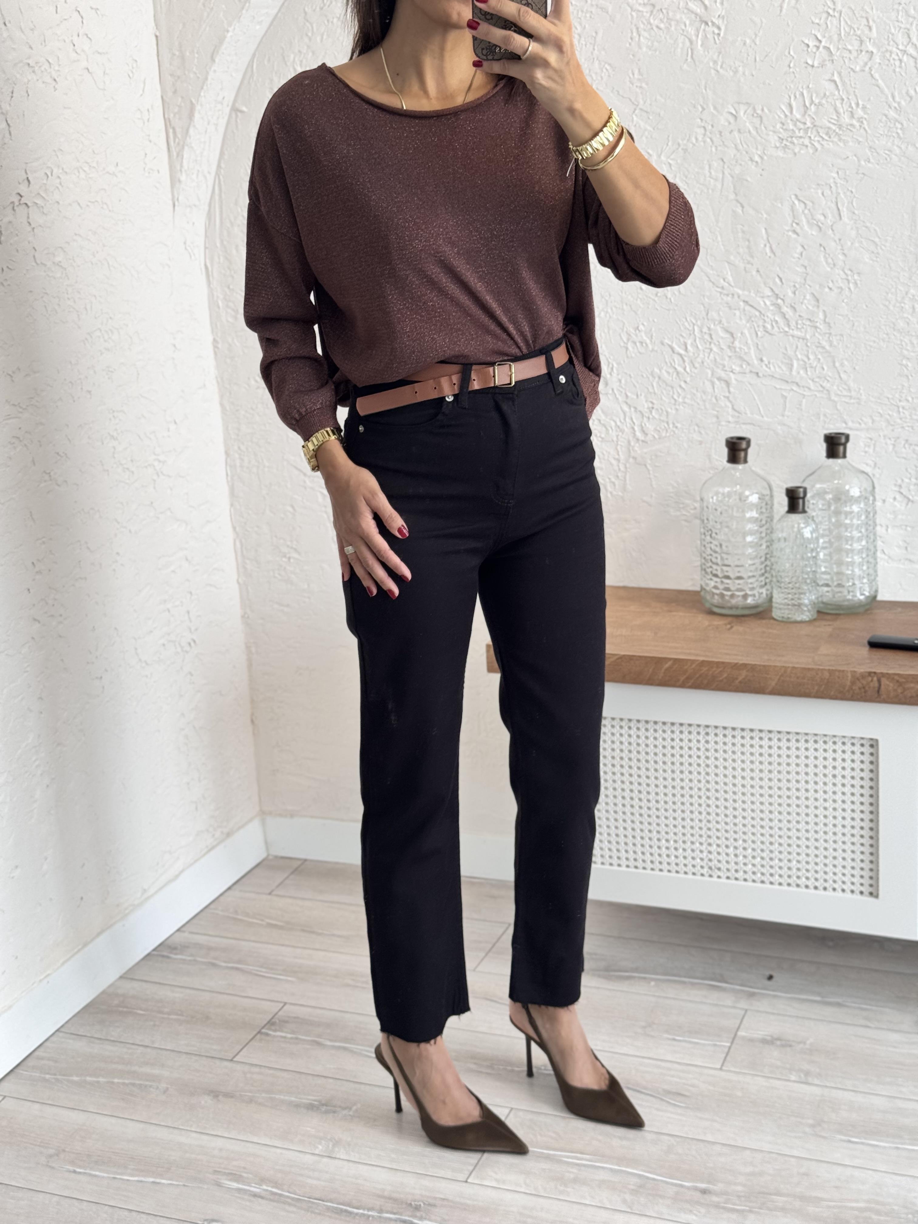 Premium Siyah Boyfit Kesik Paça